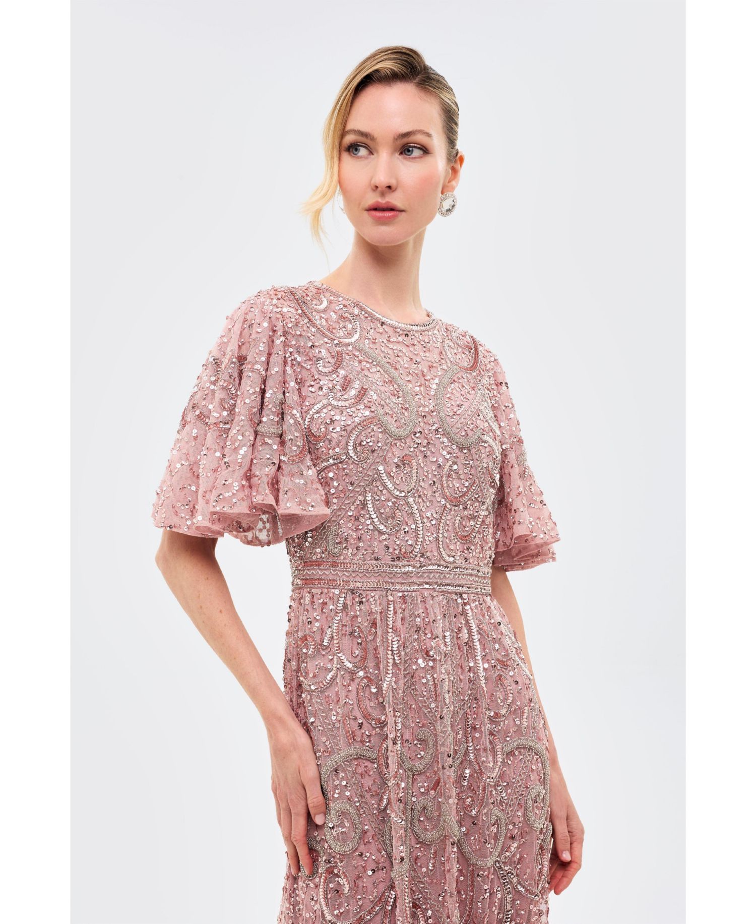 Women's Embellished Sequins Flutter Dress