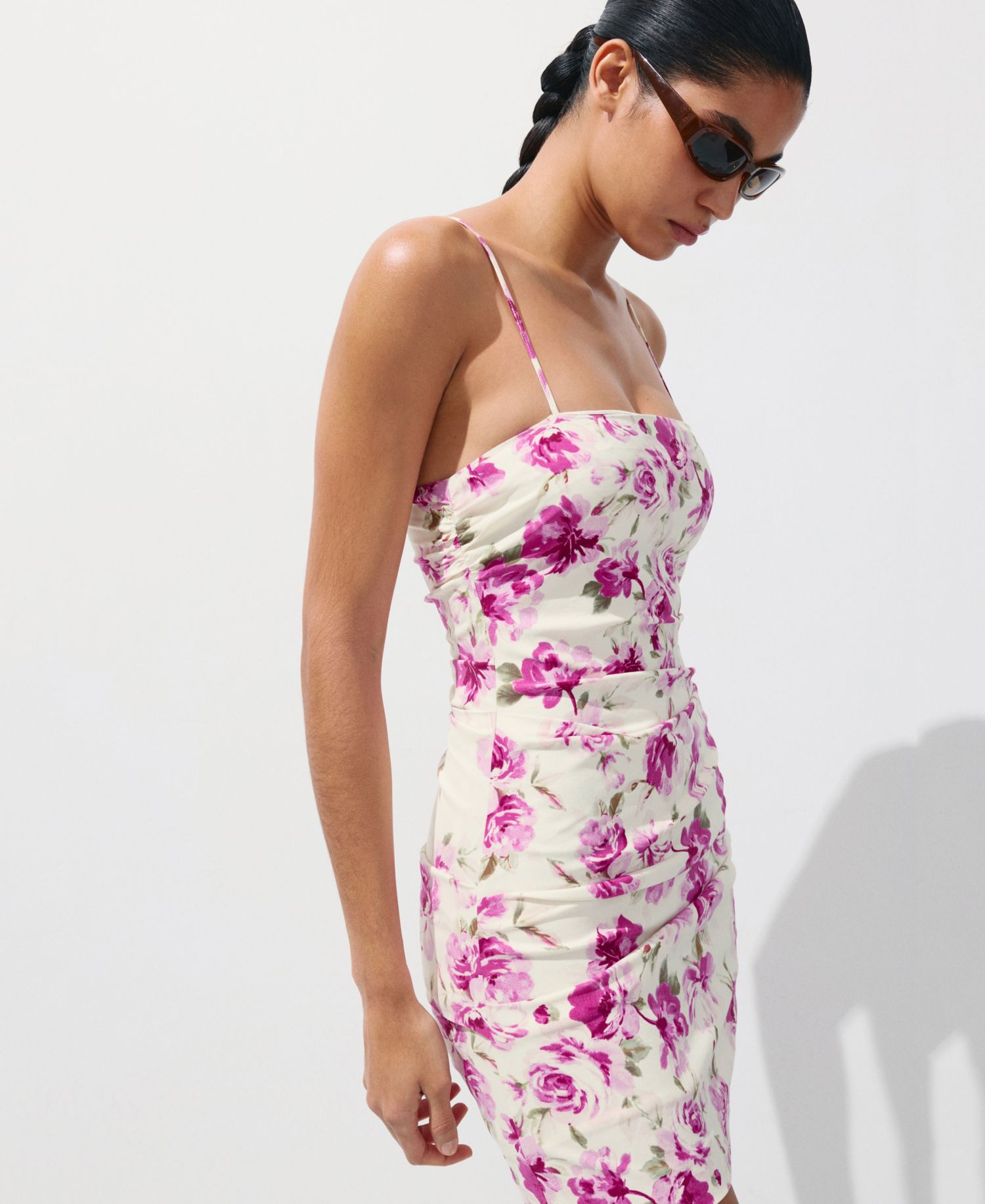 Women's Floral Ruched Mini Dress