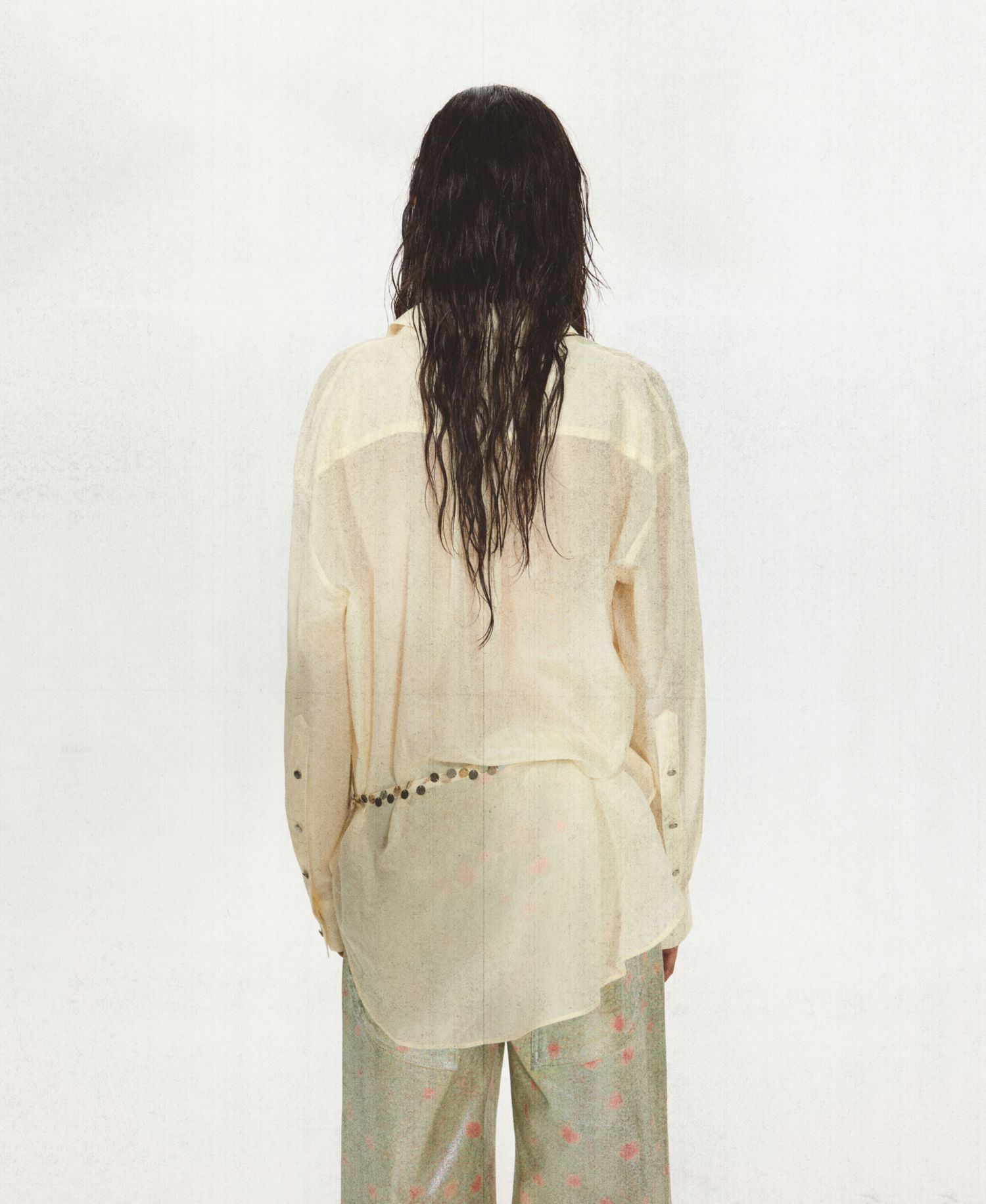 Women's Eckhaus Latta x Mango Sheer Button-Up Beaded Shirt