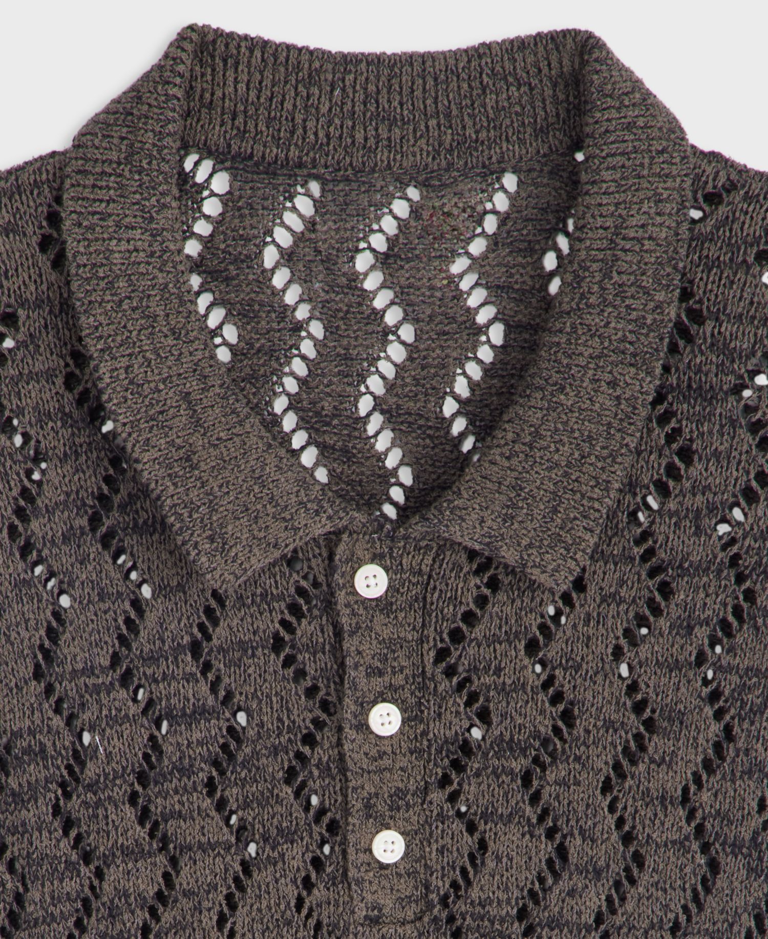 Men's Zig Zag Trim Open-Knit Panel Classic Fit Polo Shirt