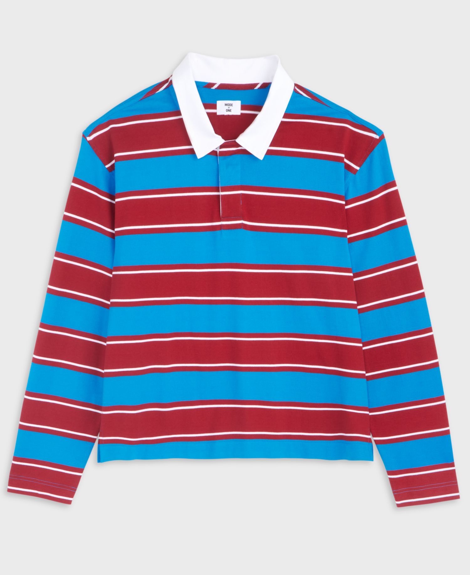 Men's Striped Rugby Long Sleeve Relaxed-Fit Cotton Polo Shirt