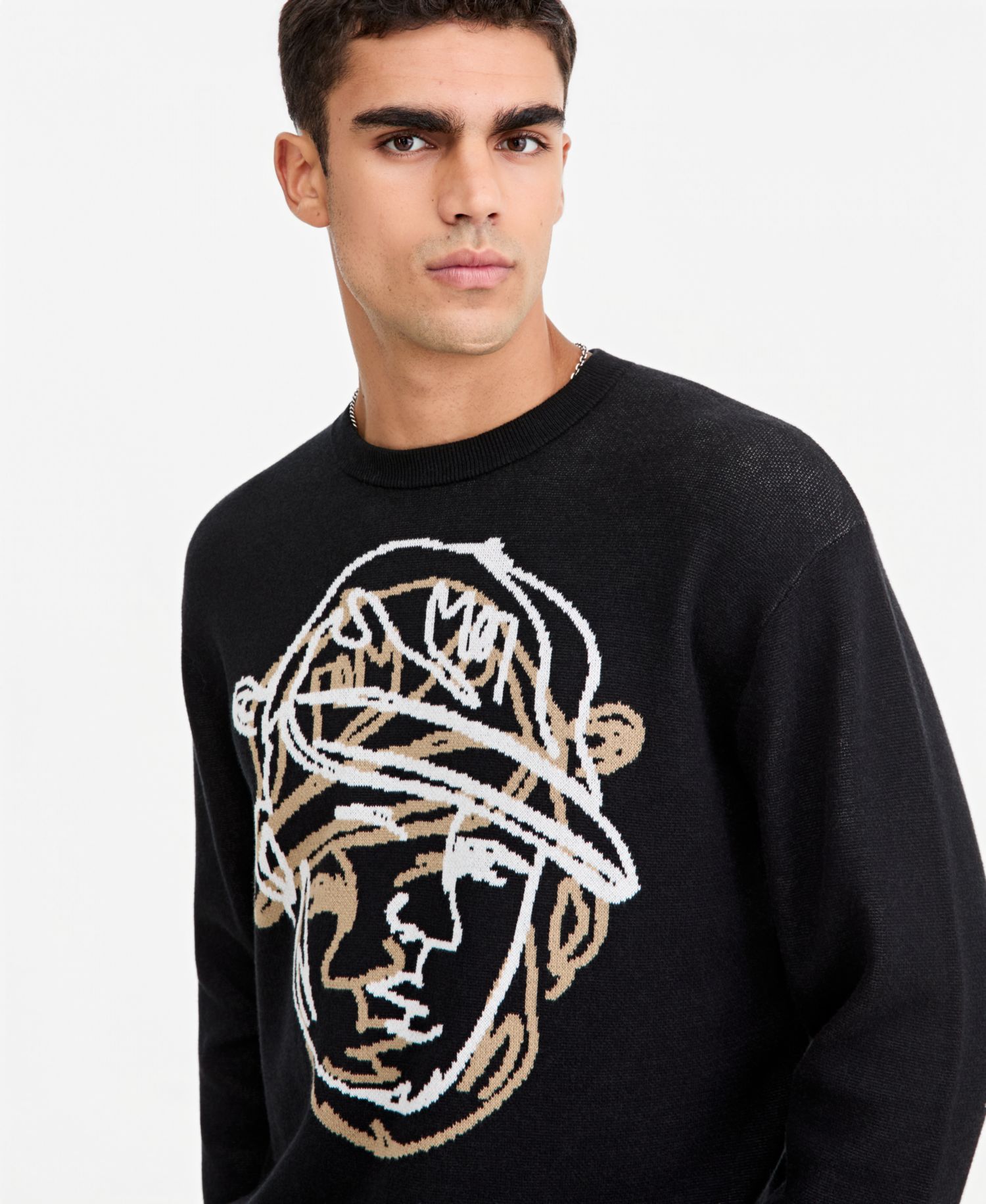 Men's Striped Crewneck Long-Sleeve Sweater
