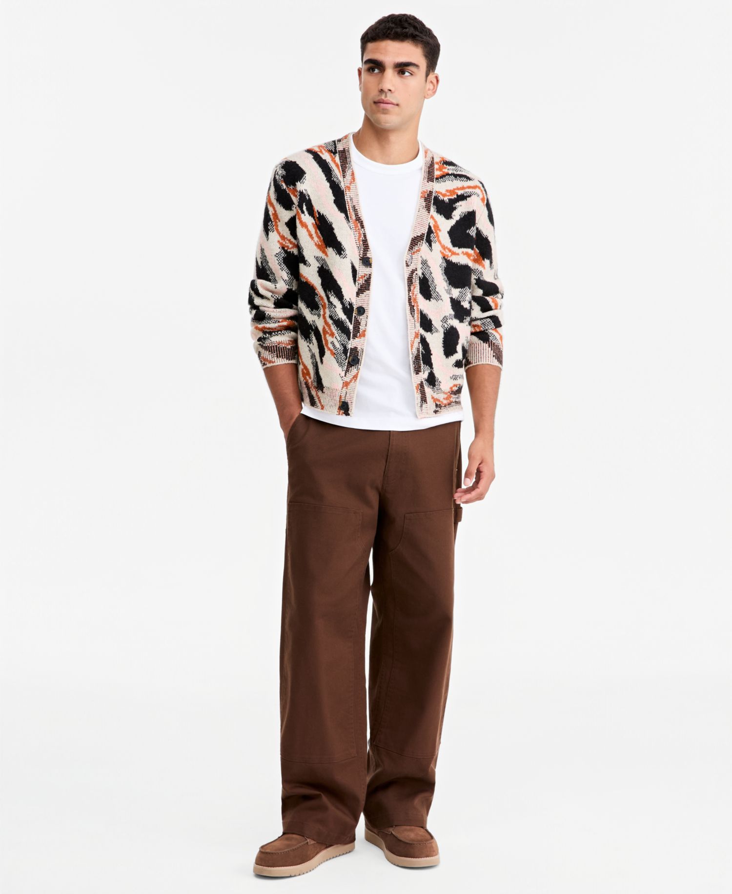 Men's Animal-Print Relaxed-Fit Cardigan