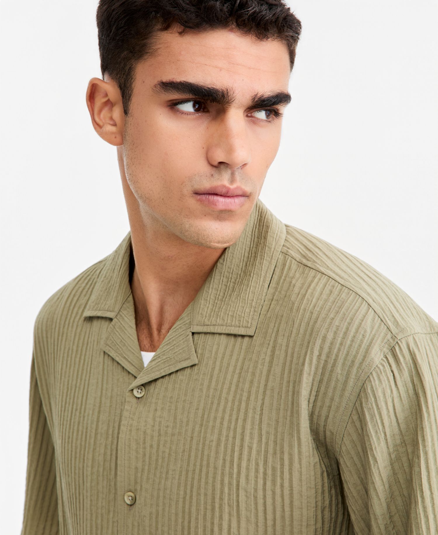 Men's Bxy Short-Sleeve Striped Camp Collar Shirt