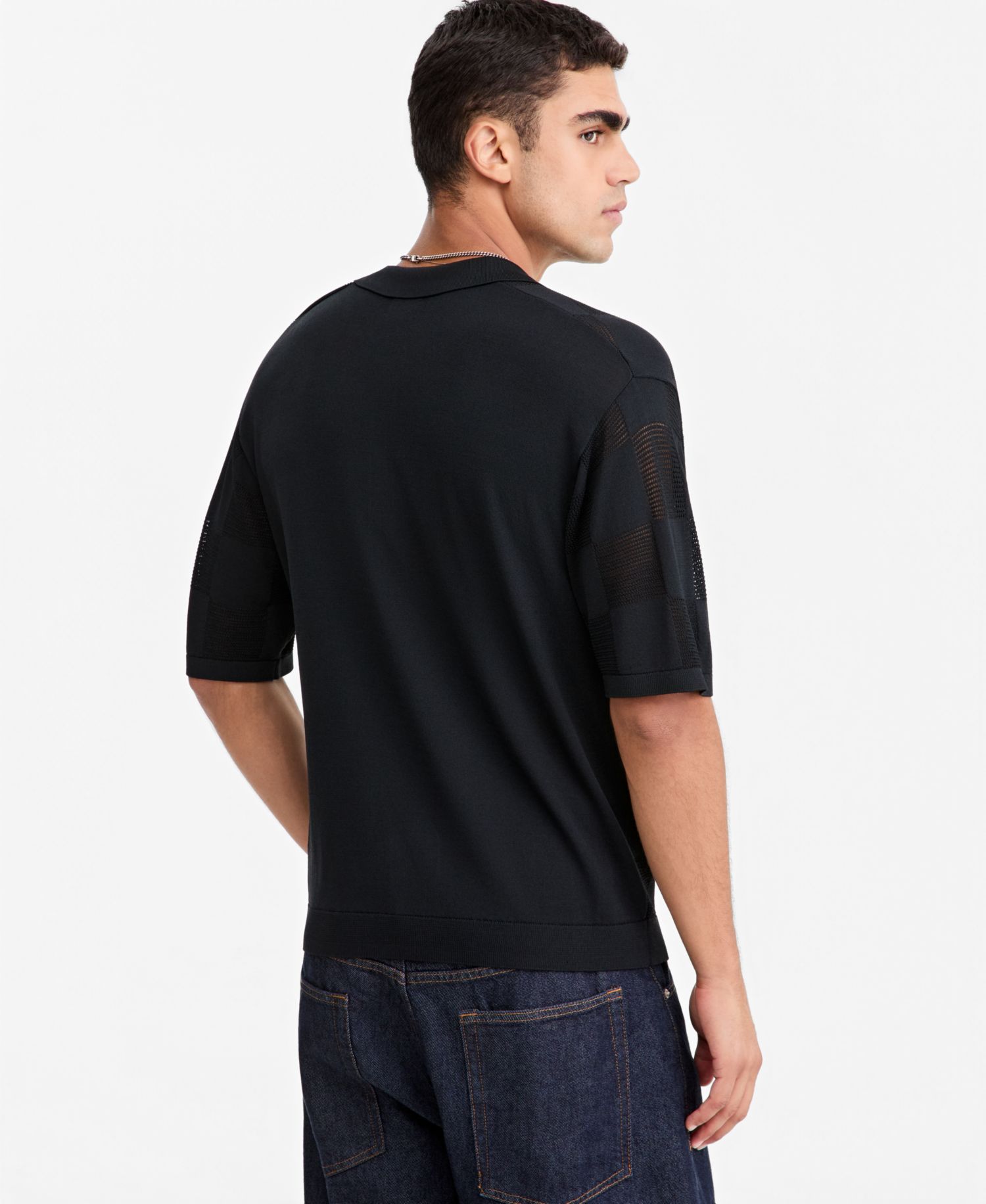 Men's Relaxed-Fit Cable-Knit Polo Sweater