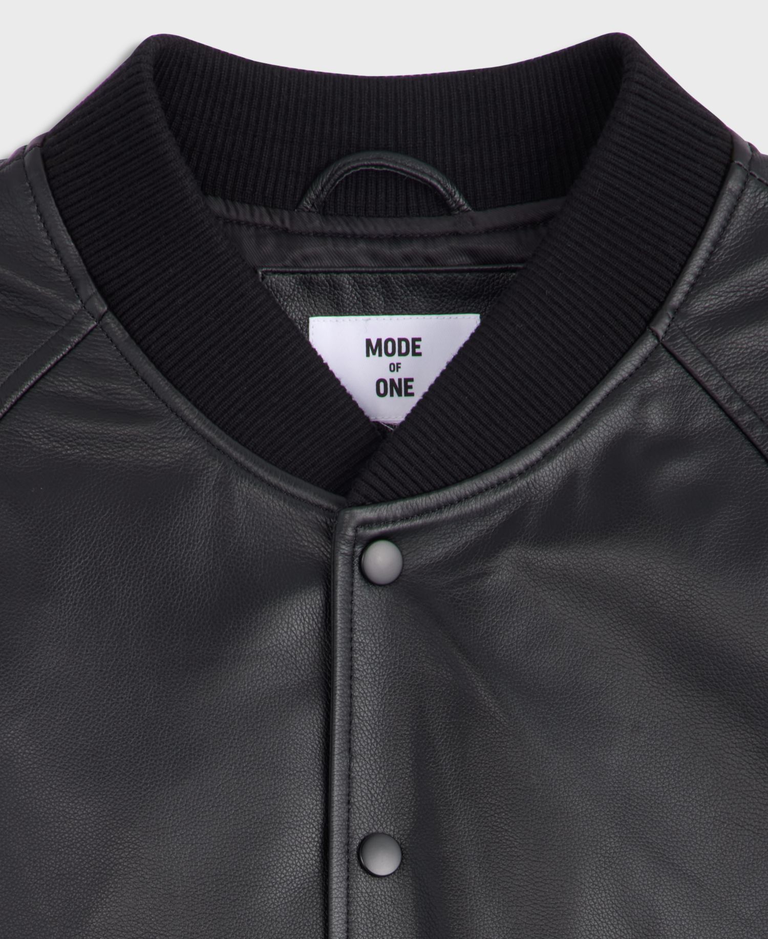 Men's Relaxed-Fit Ribbed Leather Bomber Jacket