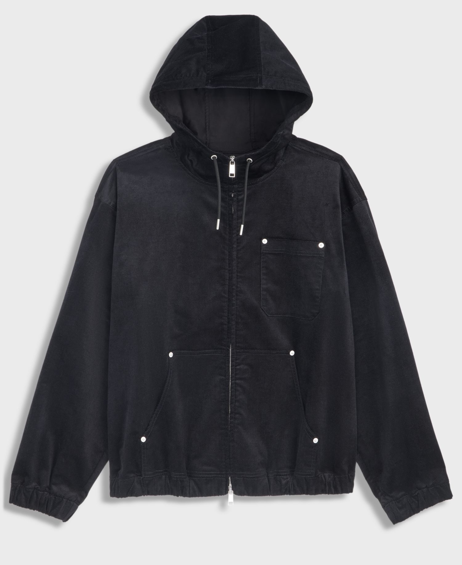 Men's Relaxed-Fit Twill Zip-Front Hoodie
