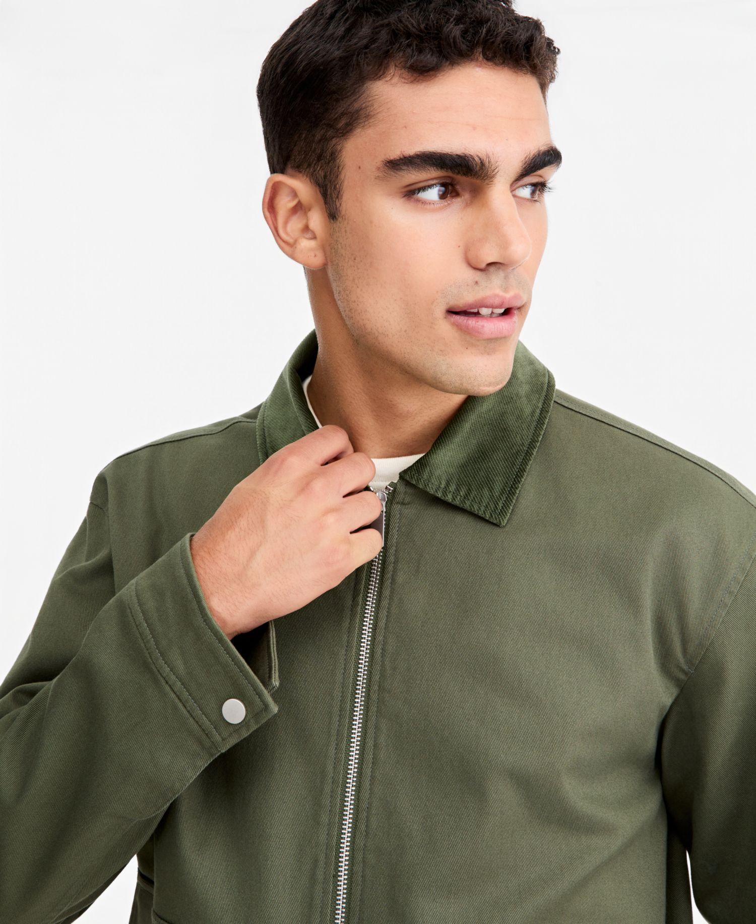 Men's Relaxed-Fit Corduroy-Collar Shirt Jacket