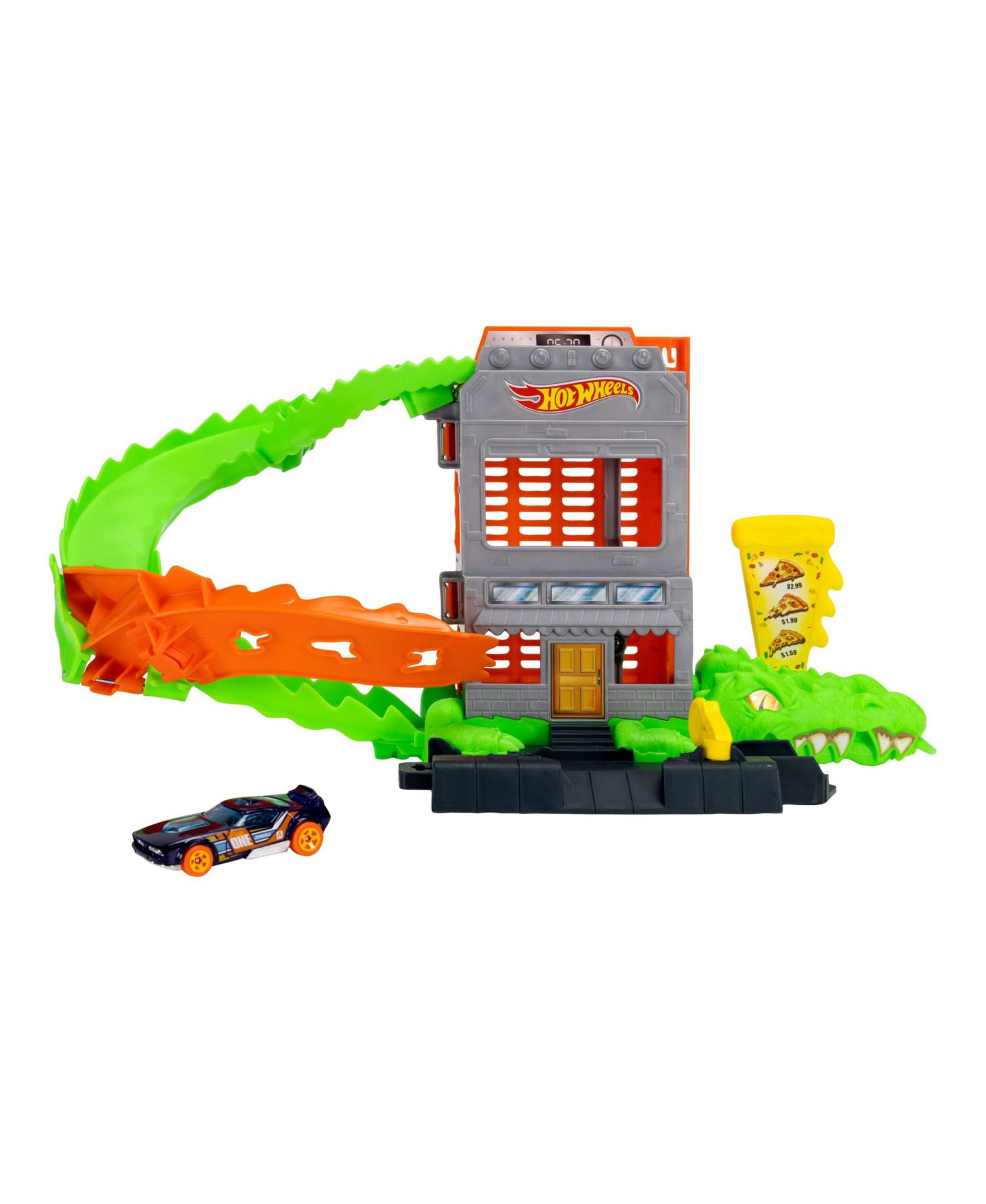 Детский игровой набор Hot Wheels 1:64 Scale City Croc Pizza Attack Playset — фото 4