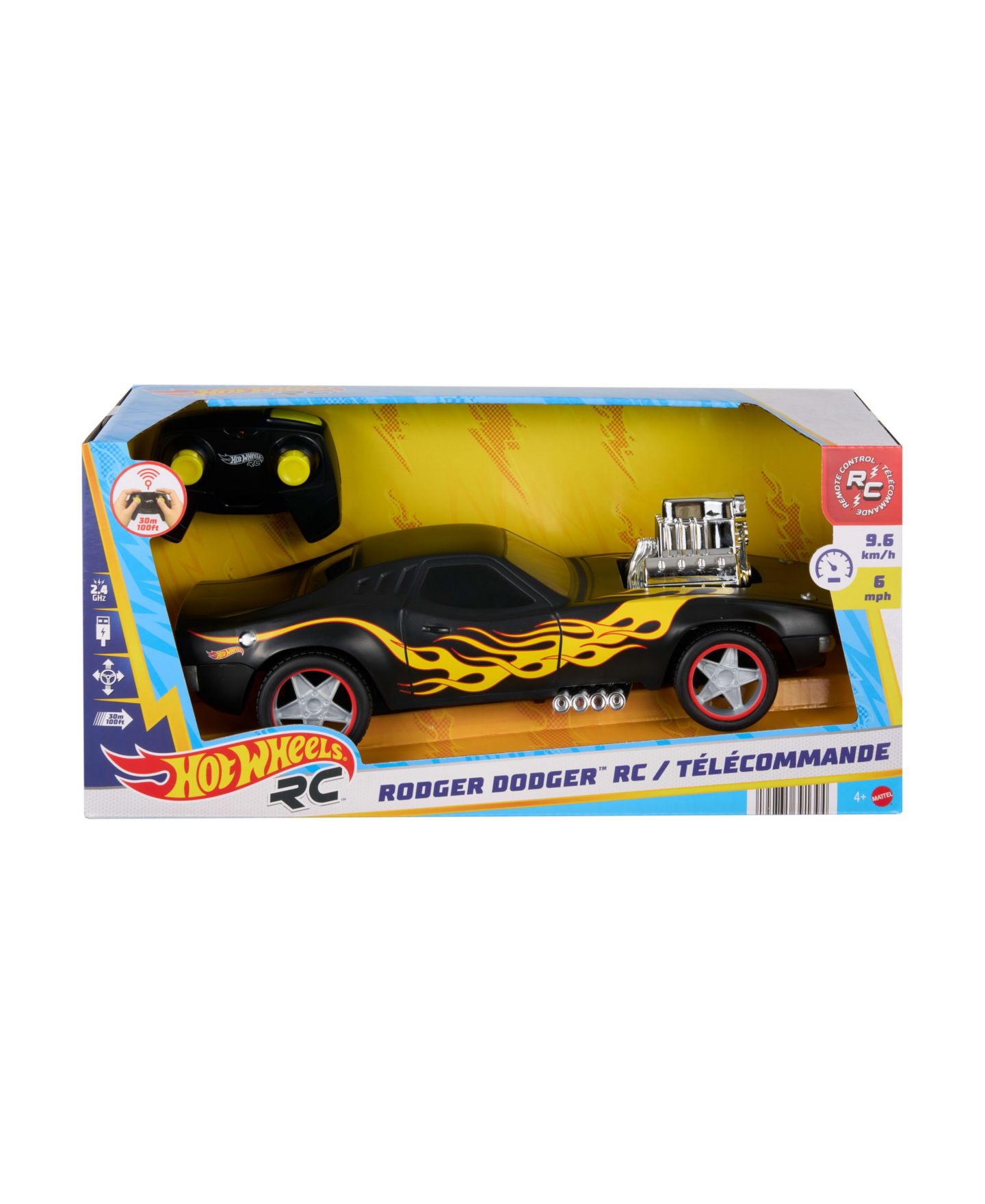 Детская игрушка Hot Wheels 1:16 Scale Rodger Dodger Remote-Control Toy Car with Booster Button — фото 4