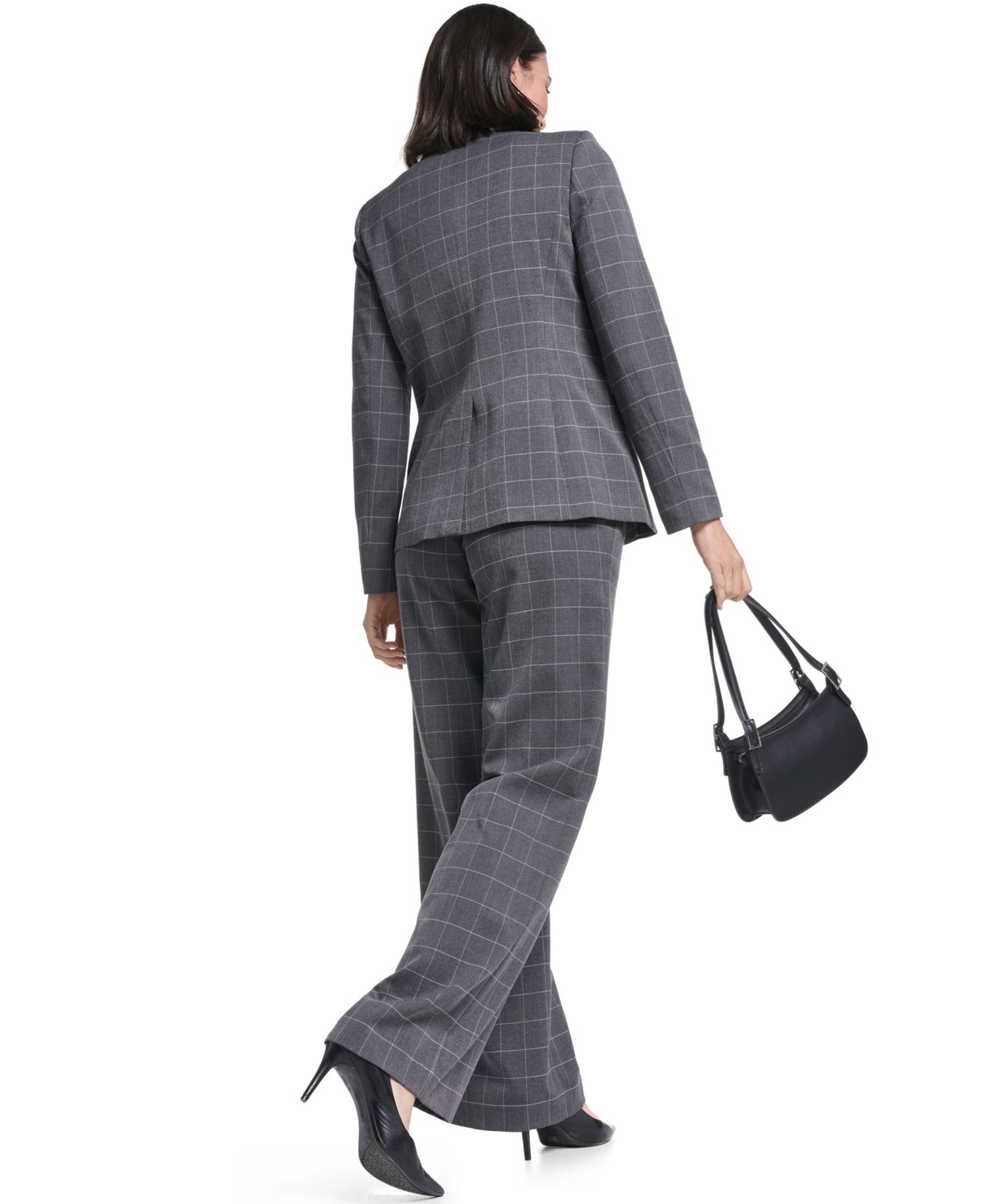 Women's Plaid Long-Sleeve One-Button Notch Lapel Blazer