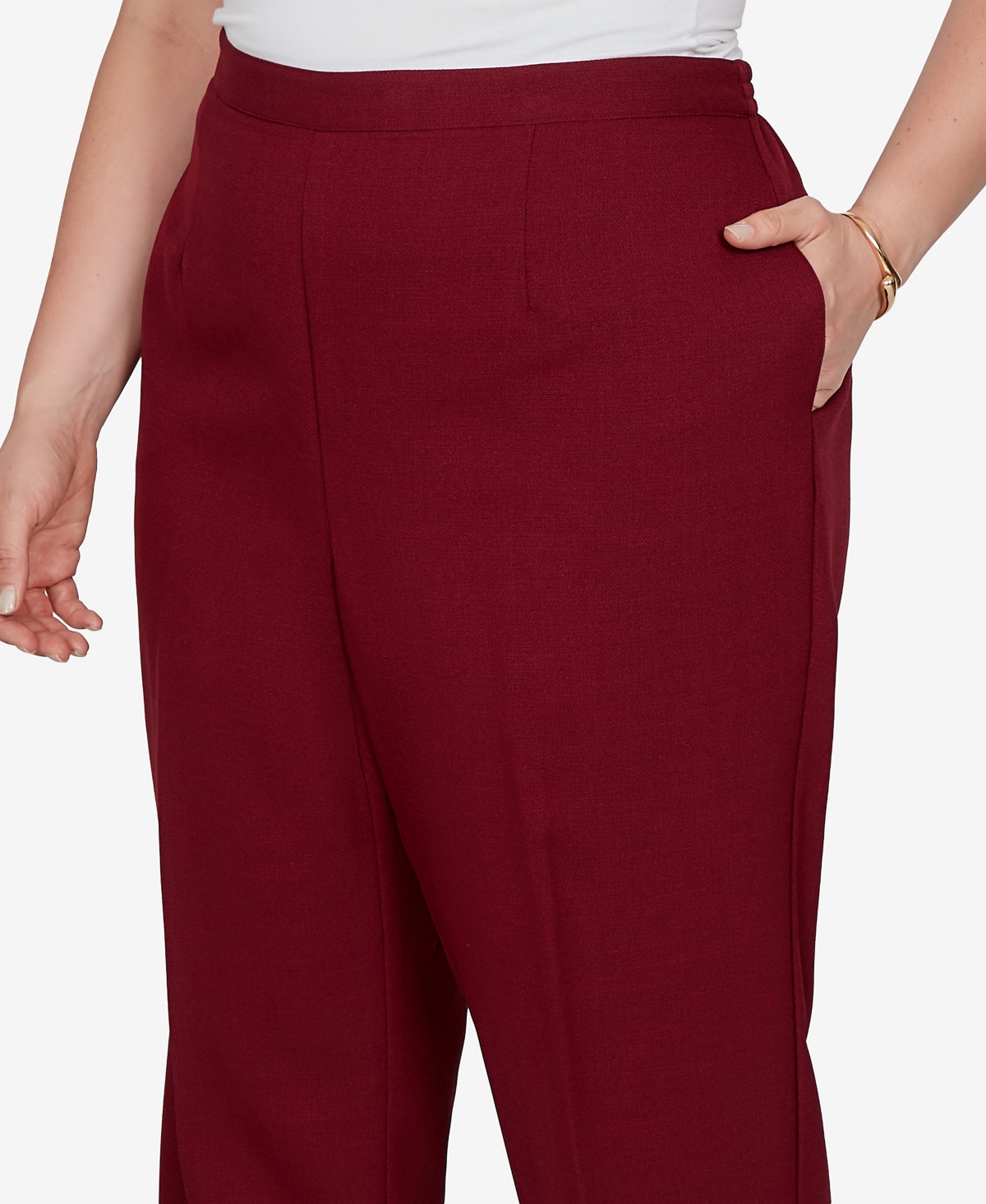Alfred Dunner Plus Union Square Textured Cranberry Pants