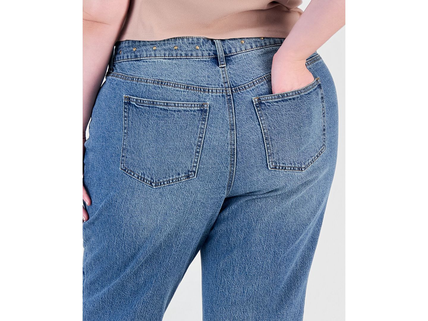 Женские джинсы And Now This Trendy Plus Size Side Slit High-Rise Bootcut Denim Jeans, цвет: As Is — фото 5