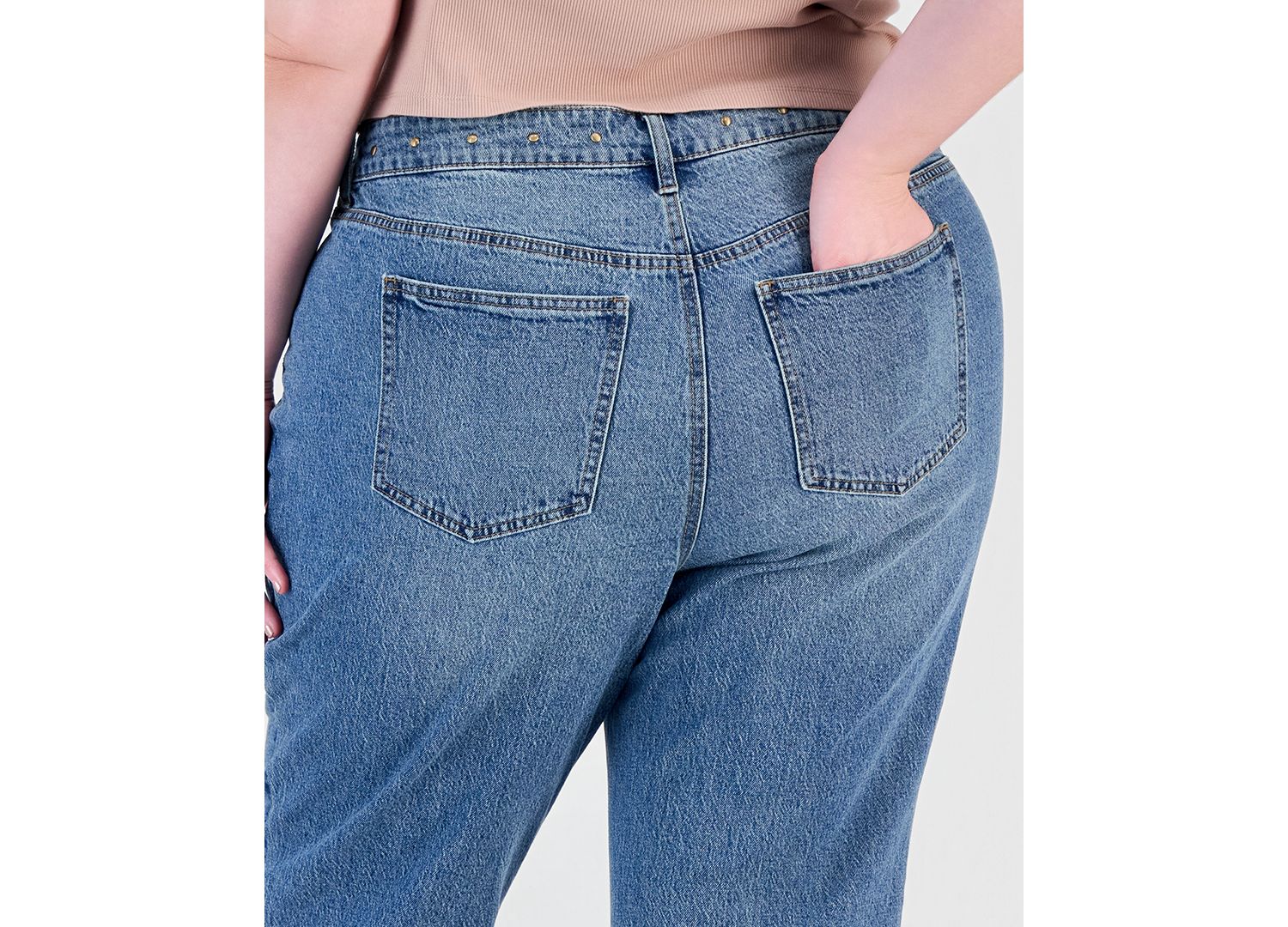 Petite Side Slit Bootcut High-Waisted Jeans