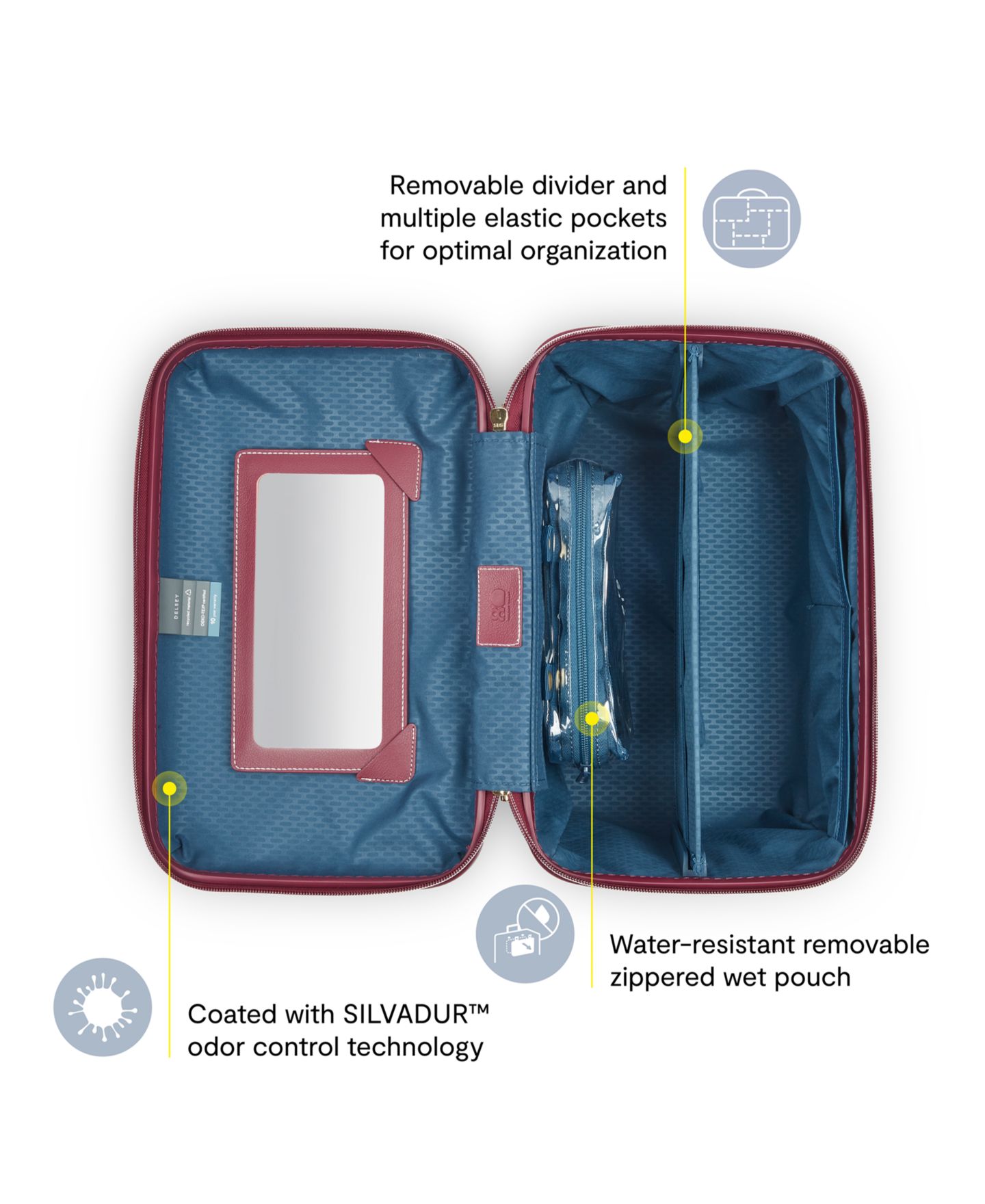Сумка Delsey Paris Chatelet Air 2.0 9" Beauty Case, цвет: Бордовый — фото 3