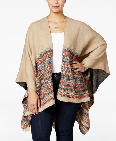 Love Squared Trendy Plus Size Fair-Isle Poncho