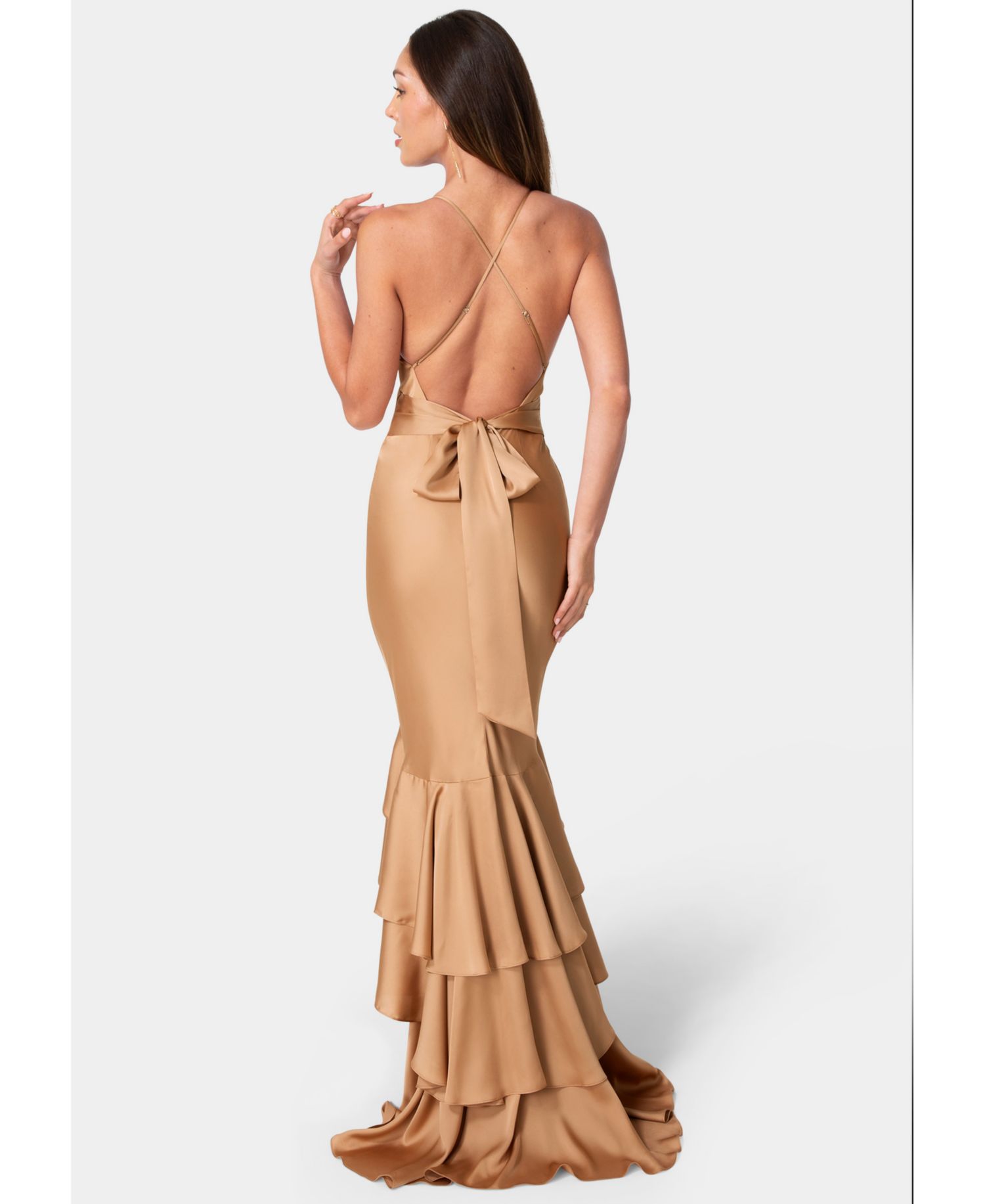 Women's High-Low Tiered V-Neck Gown