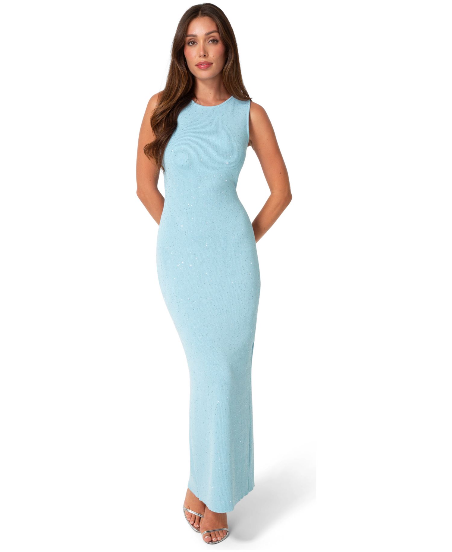 Women's Lurex Crochet Boatneck Maxi Dress