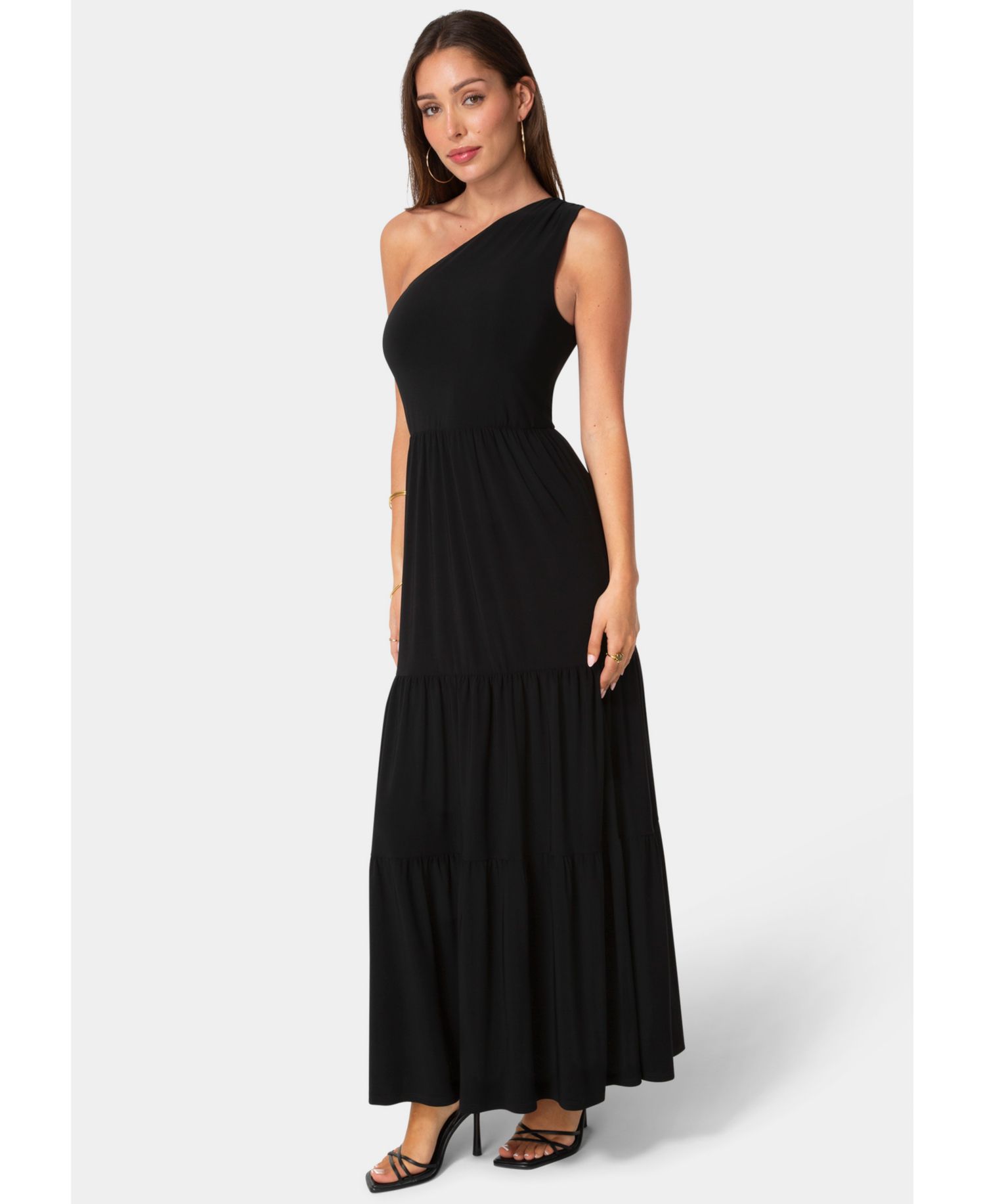 Women's One-Shoulder Tiered Maxi Dress