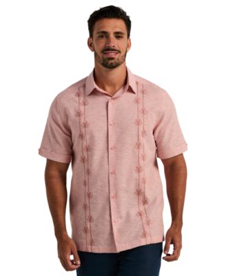 Men's Linen Blend Floral Embroidered Shirt