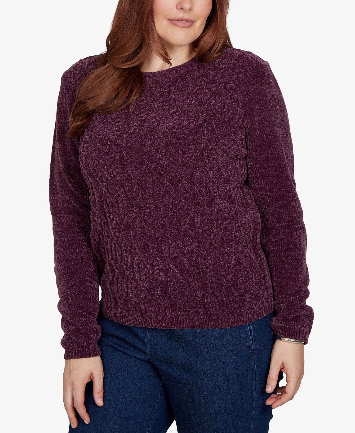 Petite Cable-Knit Crewneck Pullover Sweater
