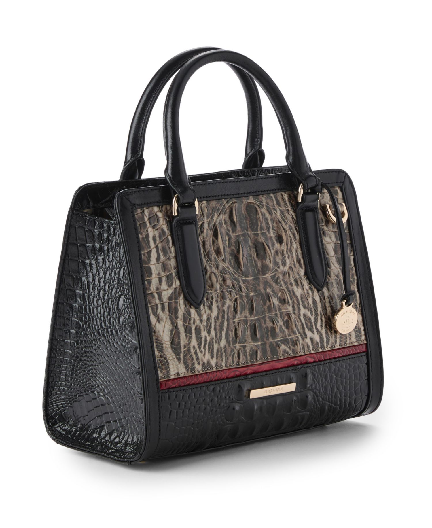 Cami Calgary Leather Ocelot Small Satchel Handbag