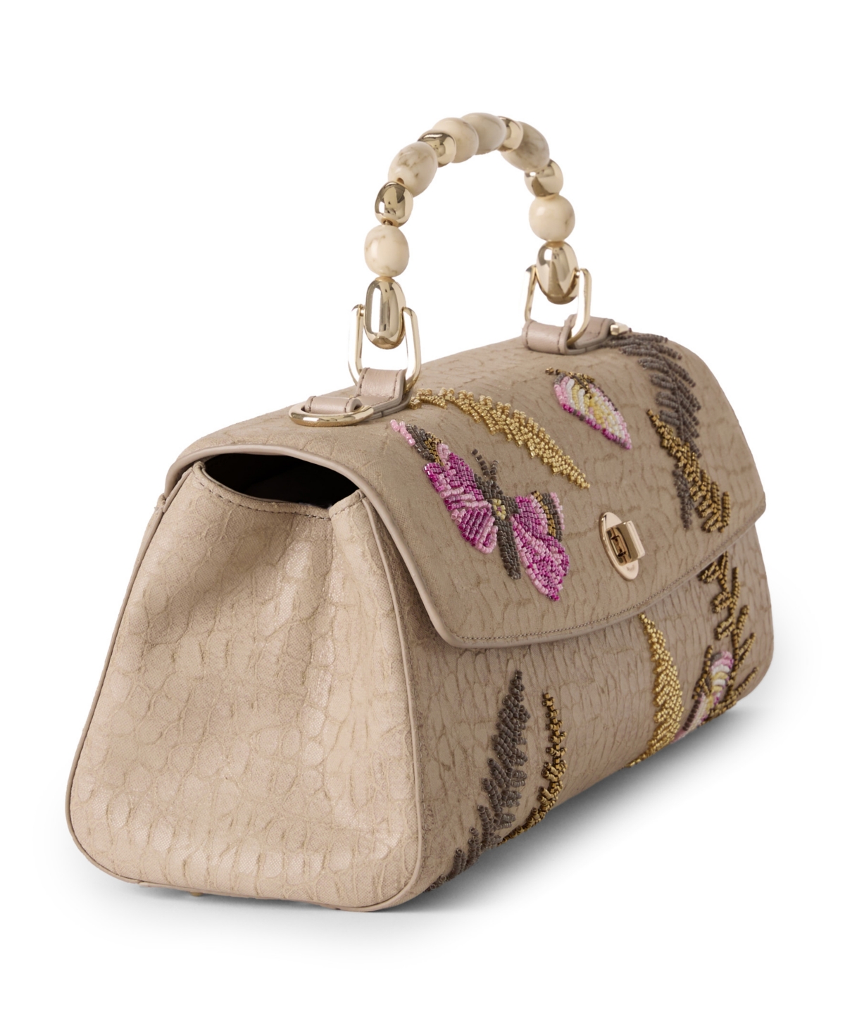 Brahmin Dayan Woodland Leather Medium Fossilized Satchel Handbag