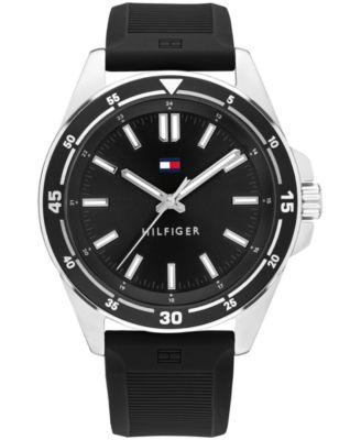 Men's Quartz Black Silicone Strap Watch 42mm