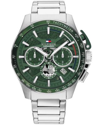 Men's Chronograph Silver-Tone Stainless Steel Bracelet Watch 44mm