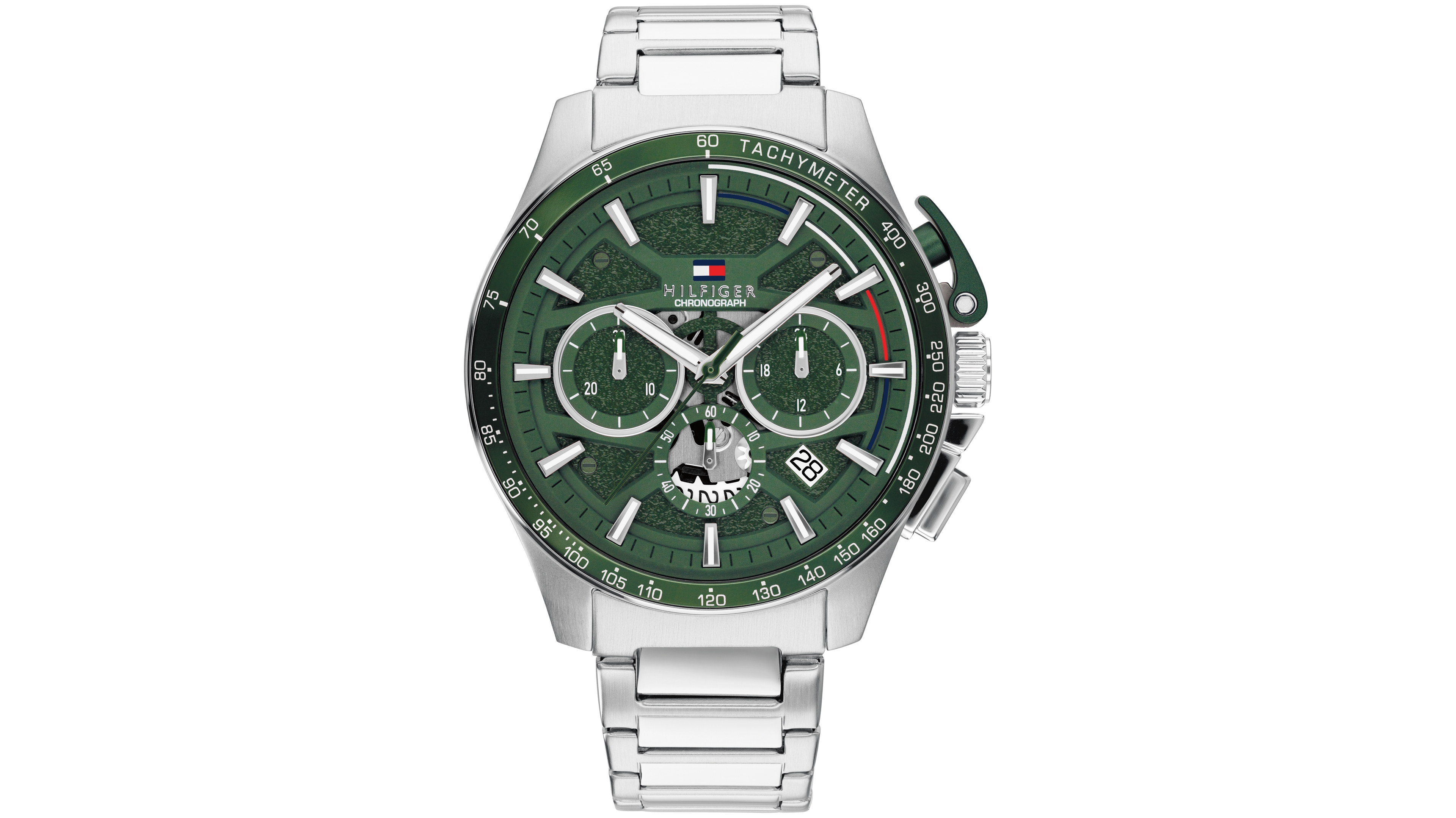 Tommy Hilfiger Men's Chronograph Silver-Tone Stainless Steel Bracelet Watch 44mm