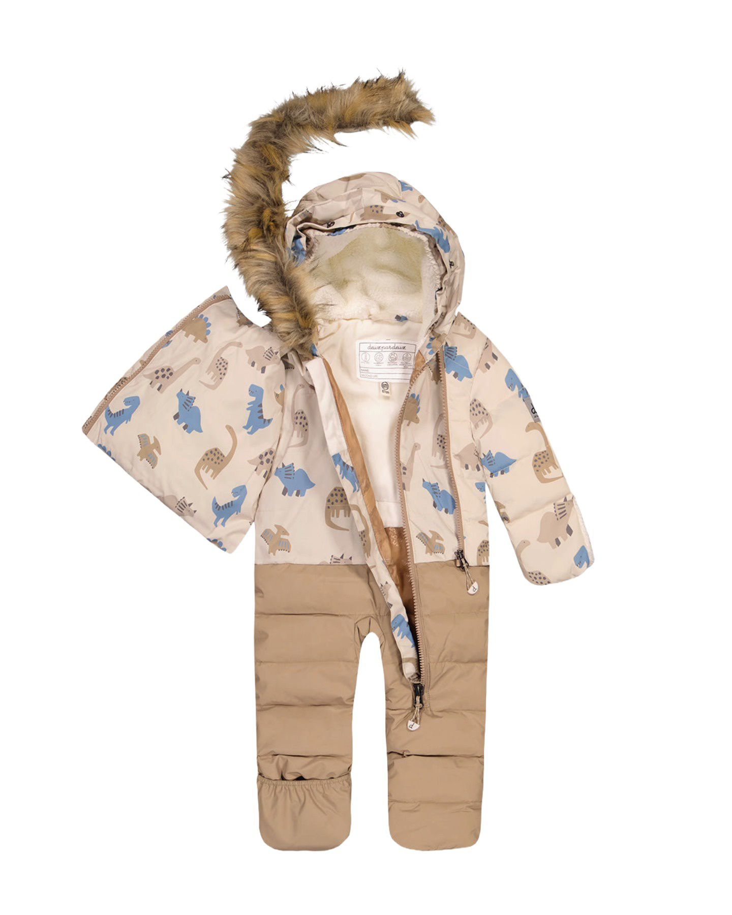 Комбинезон Deux par Deux (1M to 24 M) Snug One Piece Snowsuit Adapted for Car Seats Dinosaur Print для мальчиков-малышей, цвет: Синий с принтом — фото 6