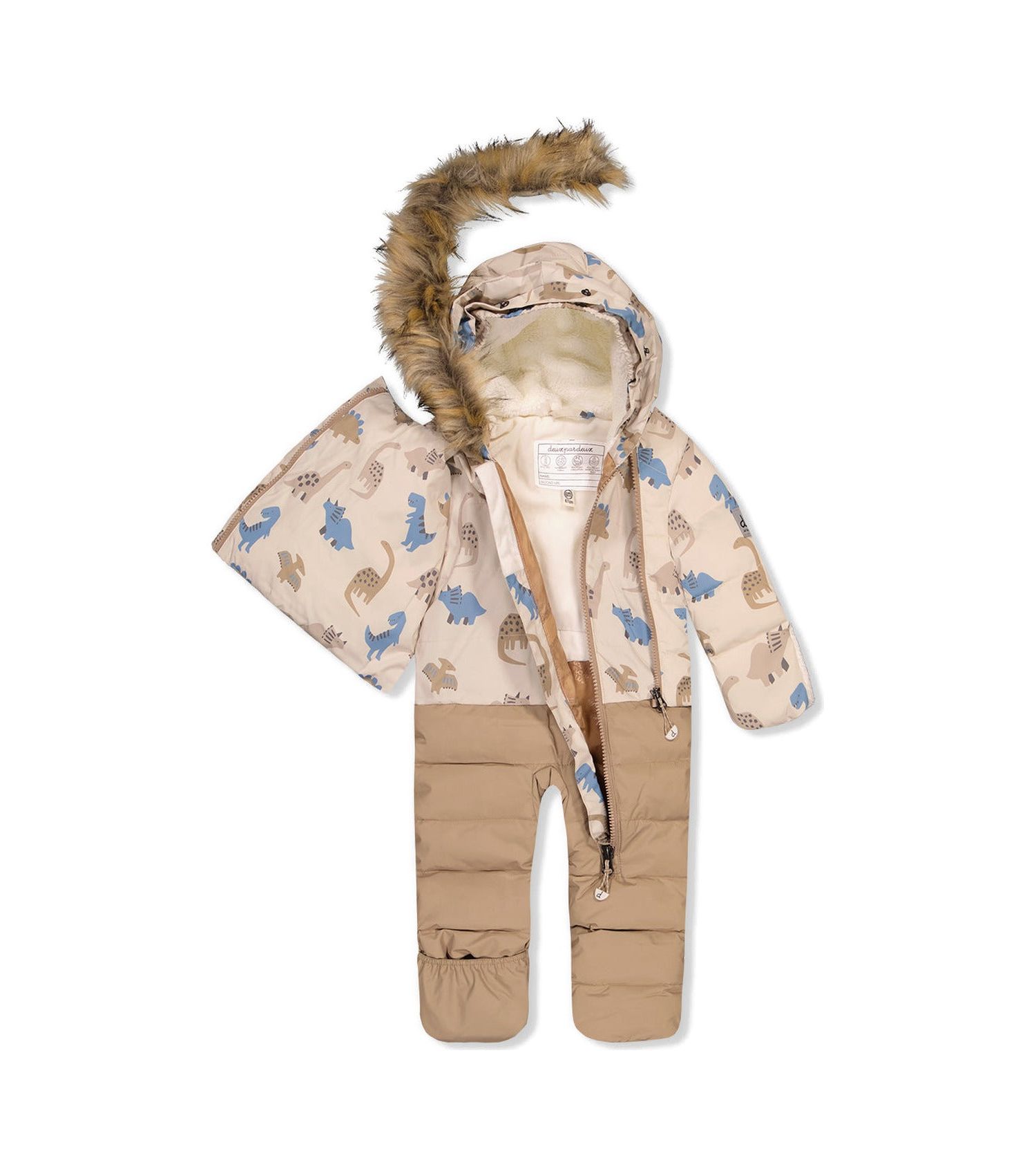 Baby Boys ( 1M to 24 M ) Snug One Piece Snowsuit Adapted for Car Seats Dinosaur Print