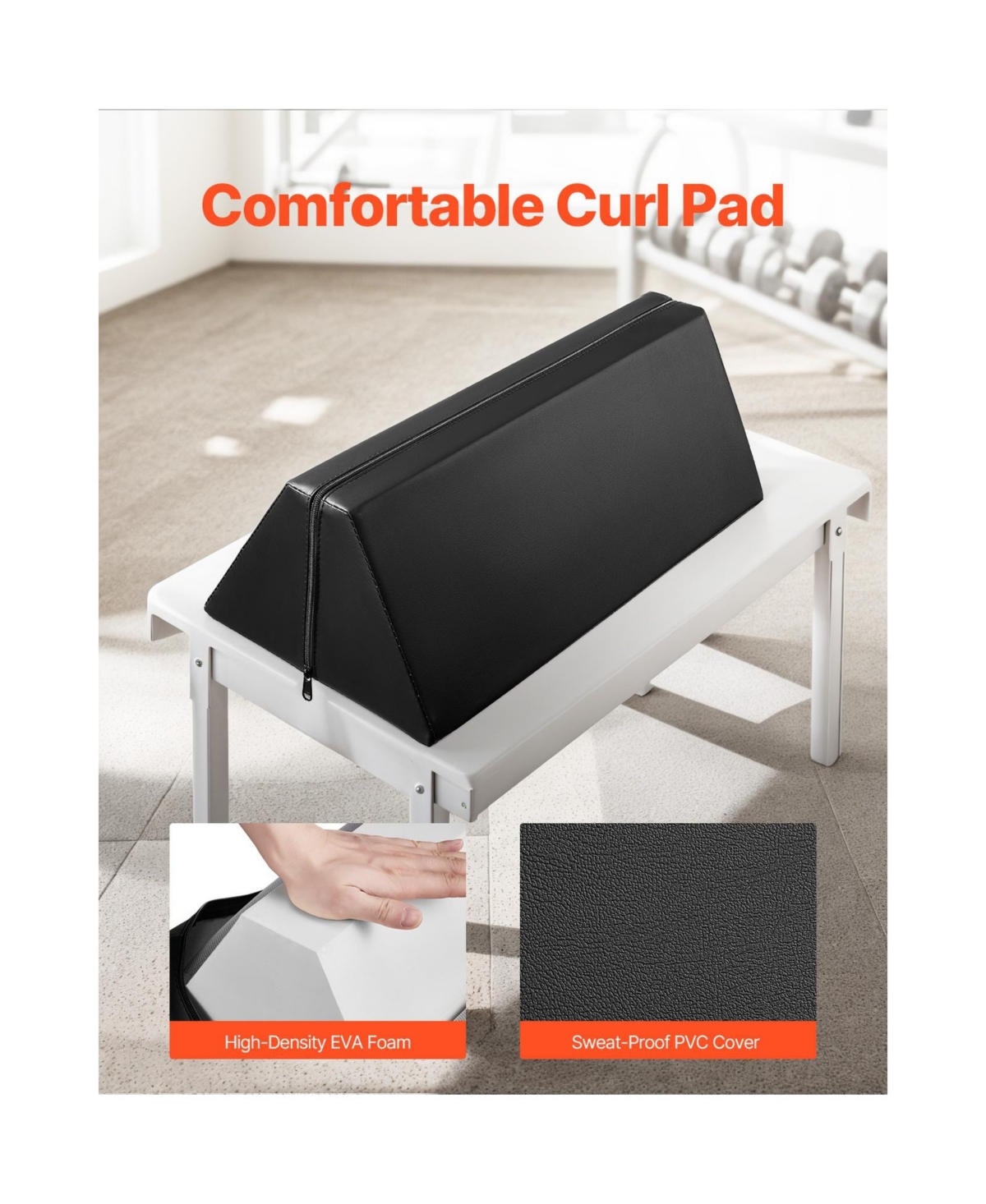 Sevorley Preacher Curl Pad, Portable Bicep Curl Support with High-Density Eva Foam