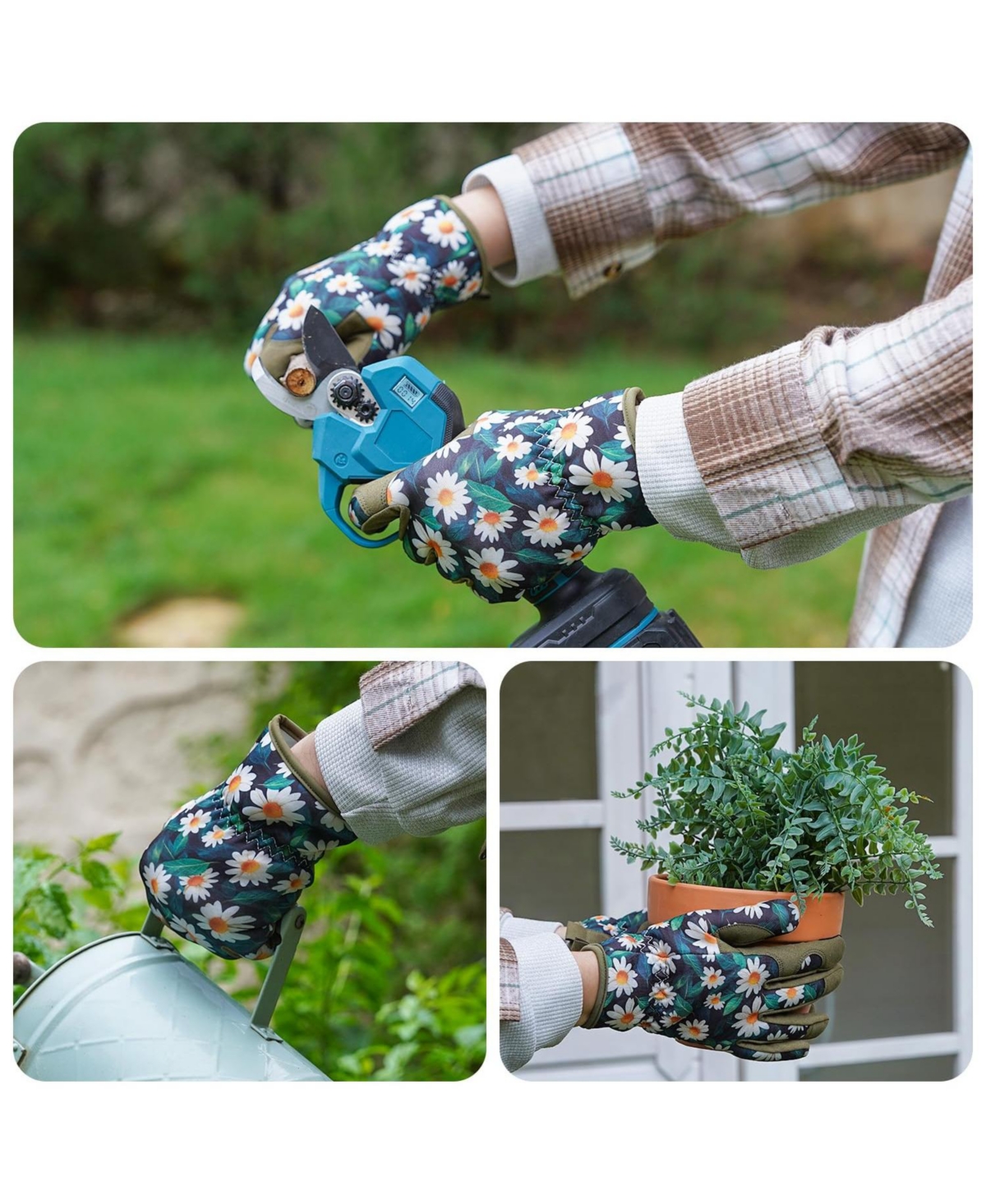 Xdovet Women's Printed Touchscreen Garden Gloves Thorn-proof Grip Work