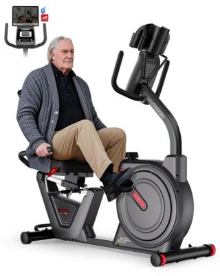 HR-B51 Recumbent Exercise Bike 400 lbs Capacity - Magnetic Resistance, Easy Assembly, 2-in-1 LCD Monitor with Bluetooth and Tablet Holder