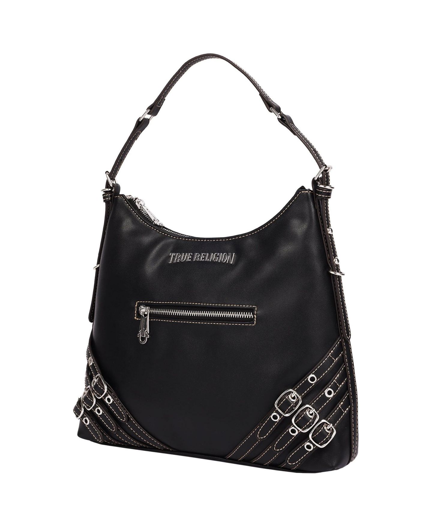 Женская сумка True Religion Triple Straps Large PU Hobo, цвет: Чёрный — фото 3