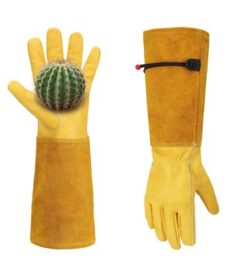 Thorn Proof Leather Gardening Gloves Long Sleeve Adjustable Cuff