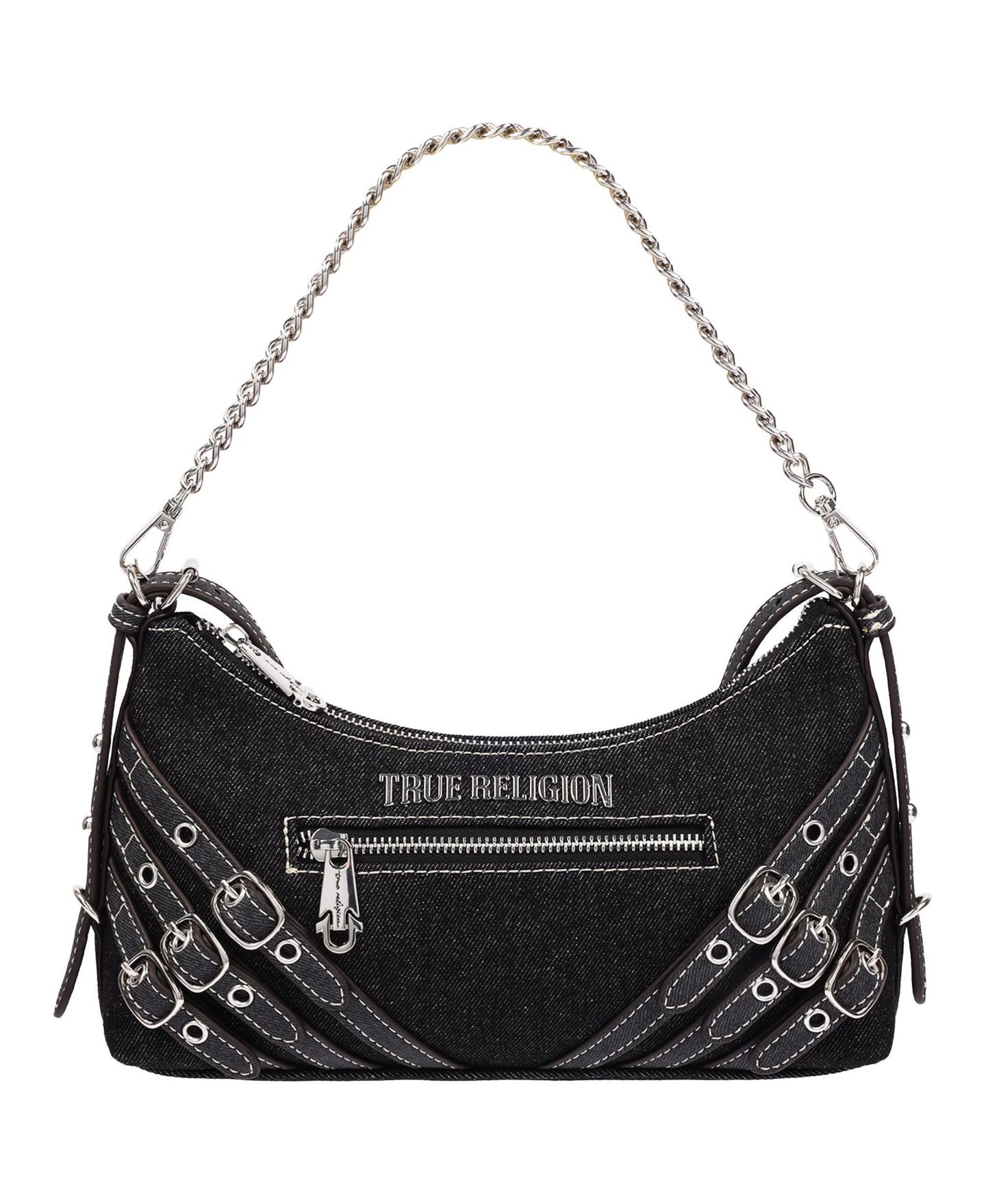 Женская сумка True Religion Triple Straps Denim Shoulder, цвет: Чёрный — фото 7