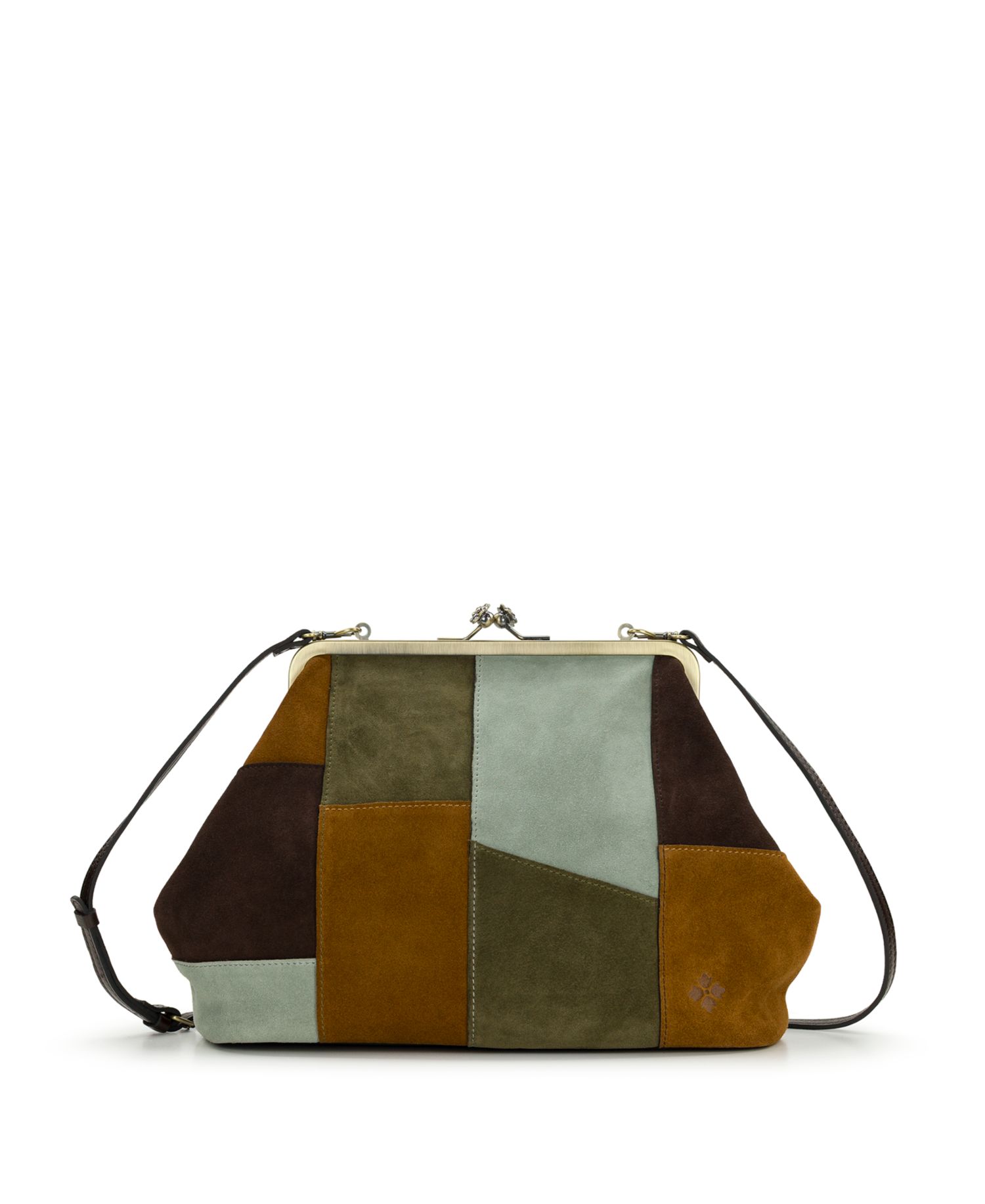 Vivienne Suede Medium Patchwork Frame Crossbody Handbag