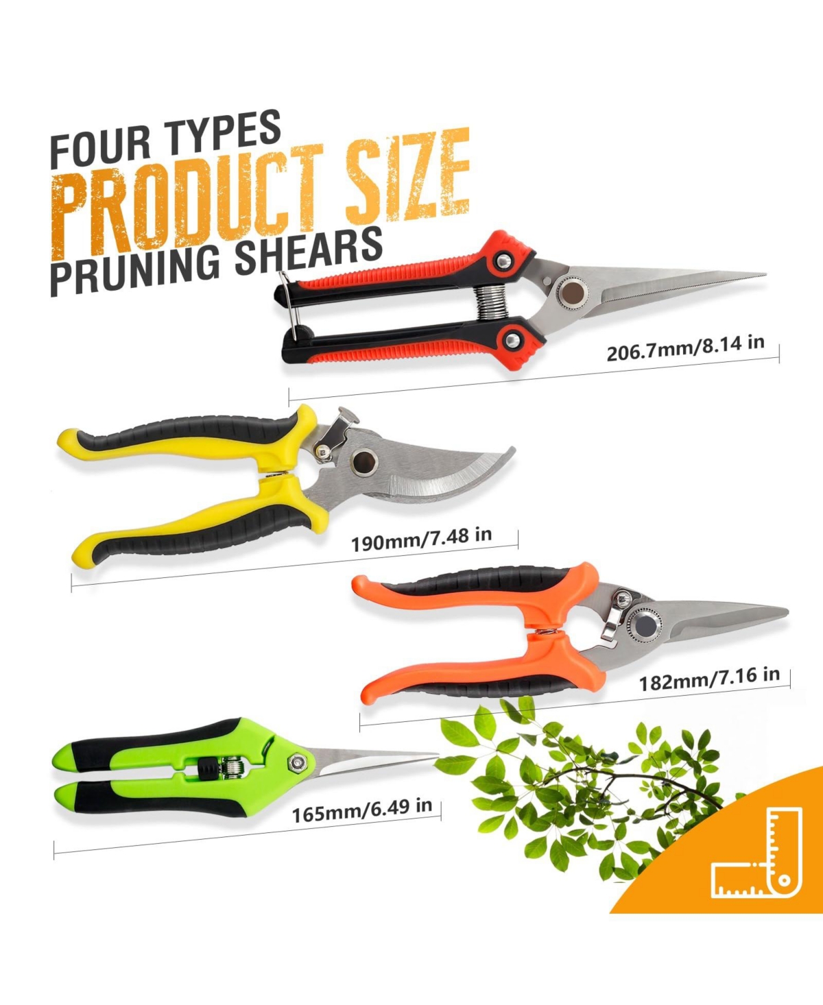Xdovet Stainless Steel Garden Pruning Shear Set Includes Curved and Straight Blade Models