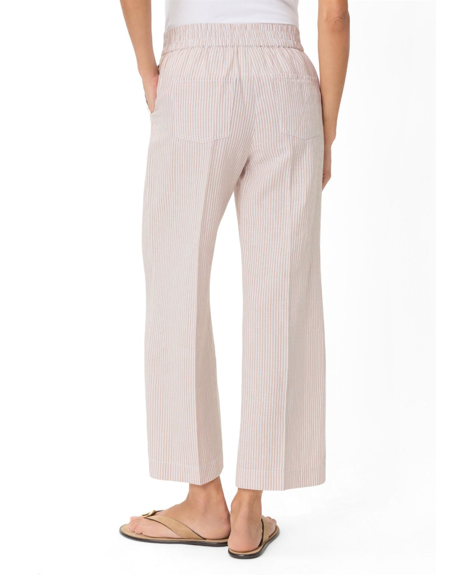 Women's Stripe Linen-Cotton Cropped Pant