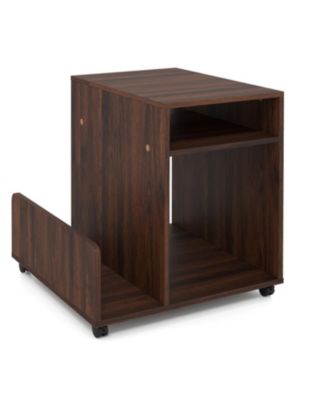 3-Tier Rolling End Table with Storage Rack Modern Mobile stand