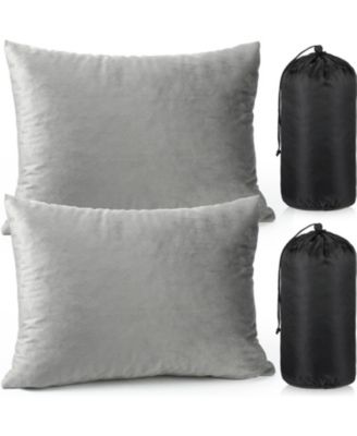 2 Pack Shredded Memory Foam Camping Travel Pillow Set With Waterproof Storage Bag Portable Outdoor Gear