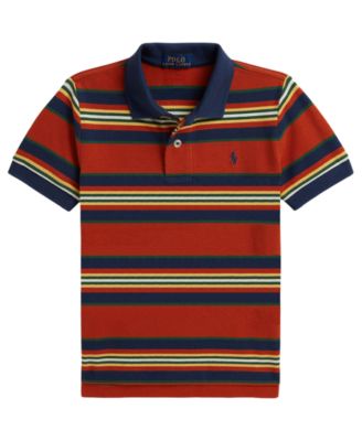 Boys' 2T-7 Striped Mesh Polo Shirt