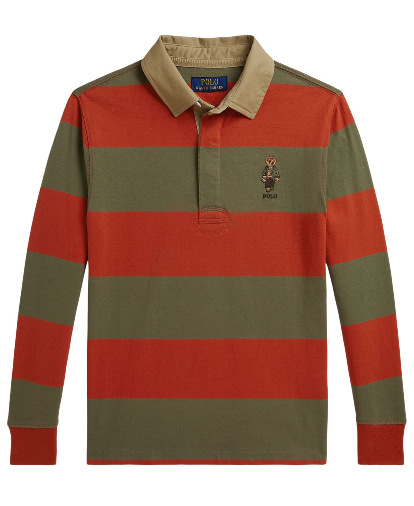 Поло Polo Ralph Lauren Polo Bear Rugby Polo для мальчиков, цвет: Оранжевый разноцветный — фото 3