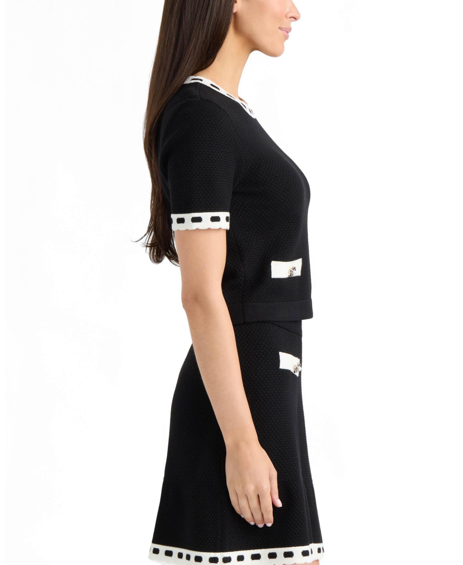 Women’s Short Sleeve Sweater with Contrast Trim
