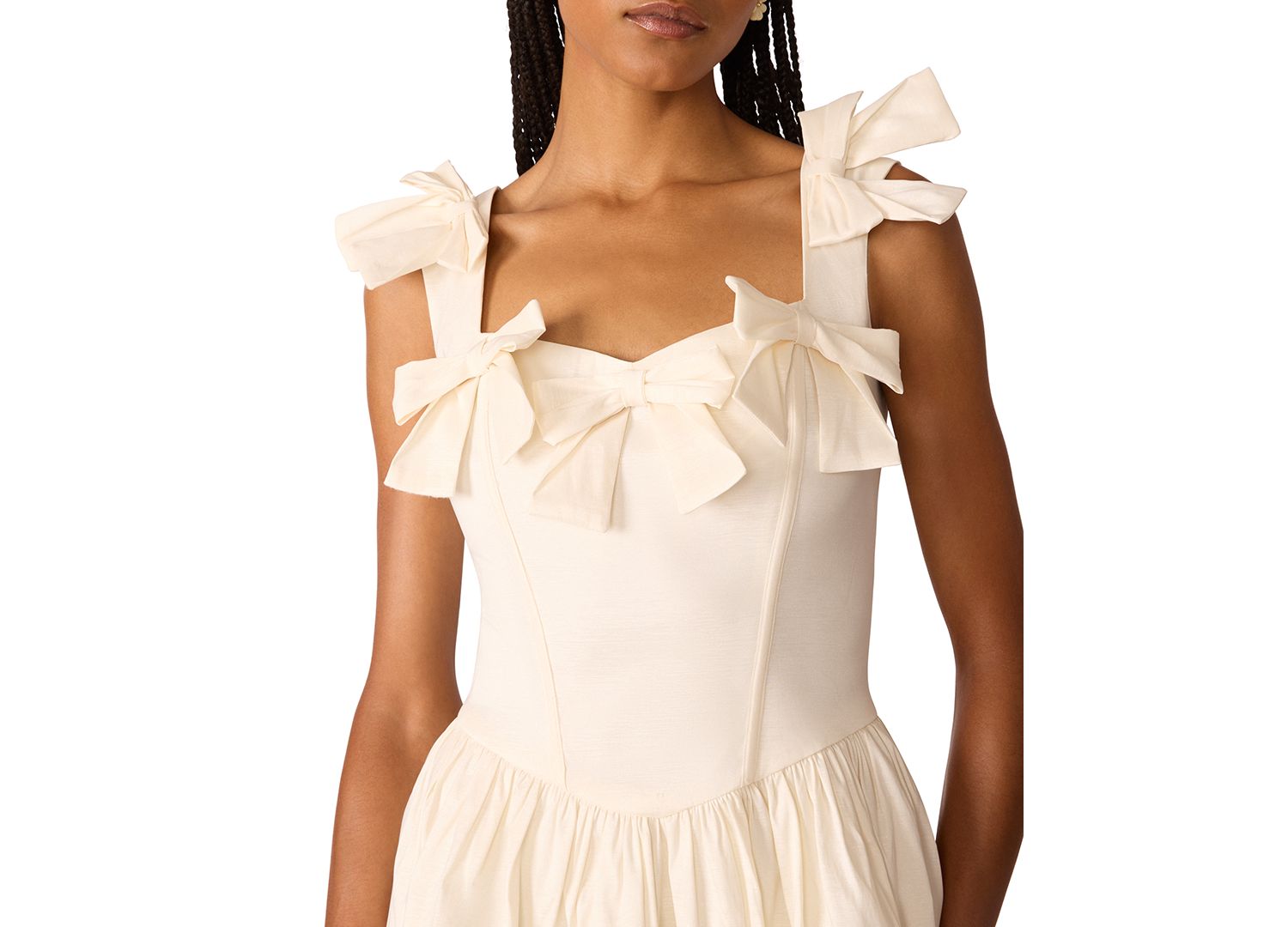 x Paris Hilton Juniors' Oversized-Bow Square-Neck Ruffled-Sleeves Mini Dress