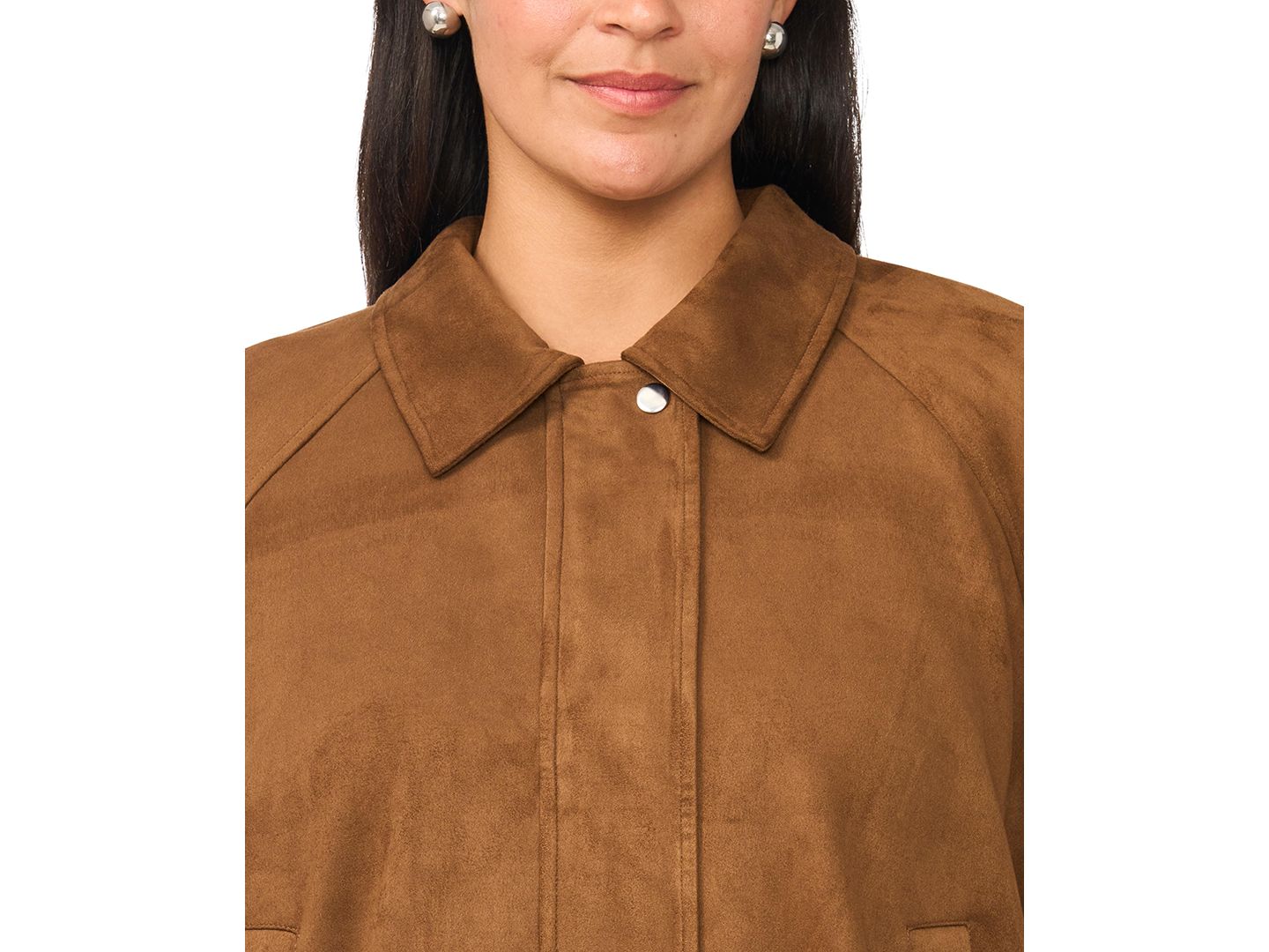 Женская куртка Vince Camuto Plus Size Raglan-Sleeve Faux-Suede Work Jacket, цвет: Toasted — фото 7