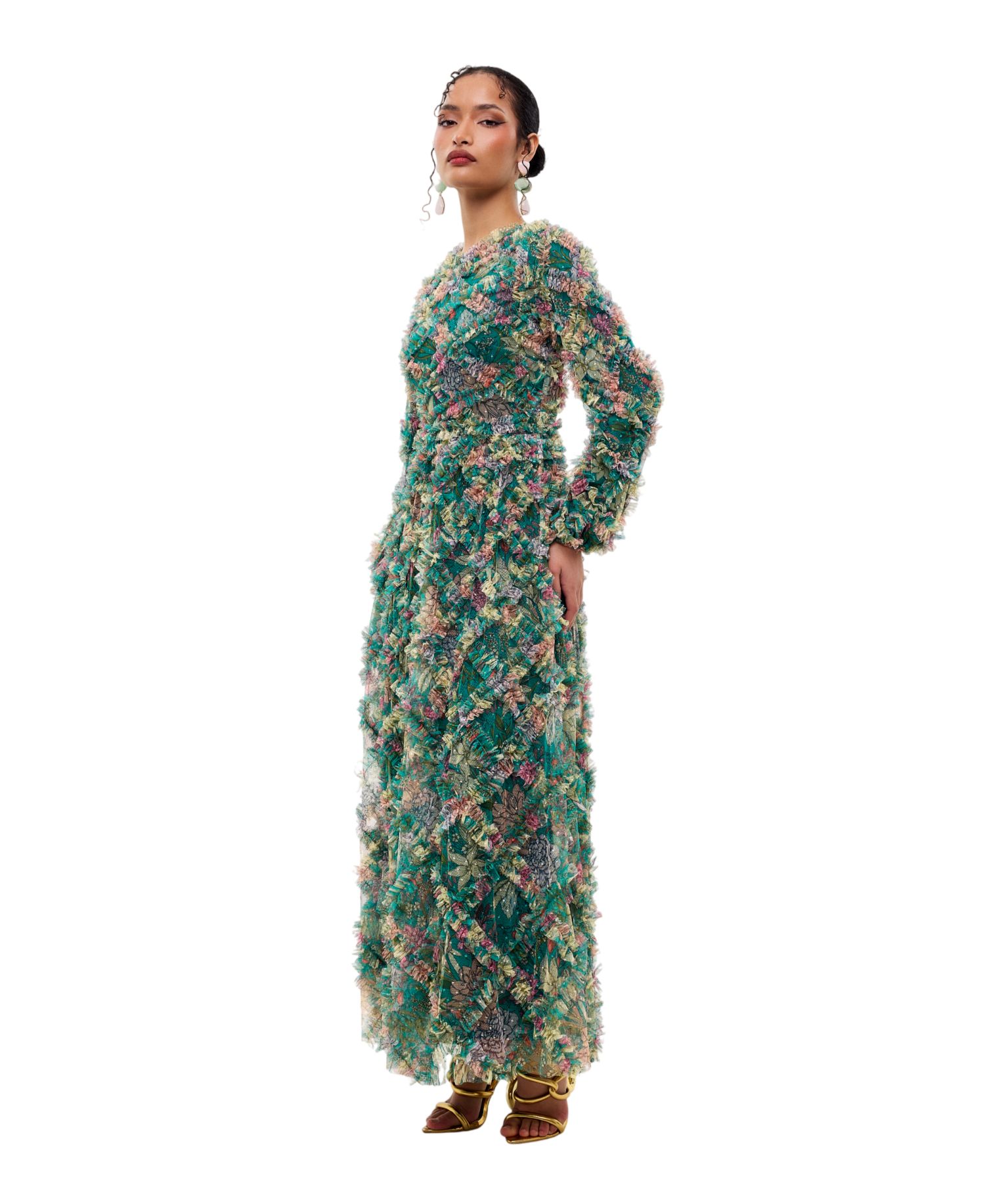 Women's Floral Ruffle Maxi Dress