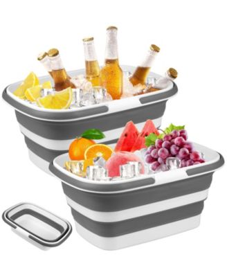 2 Pack Collapsible Ice Buckets Large Capacity Beverage Cooler For Parties And Outdoor Gatherings